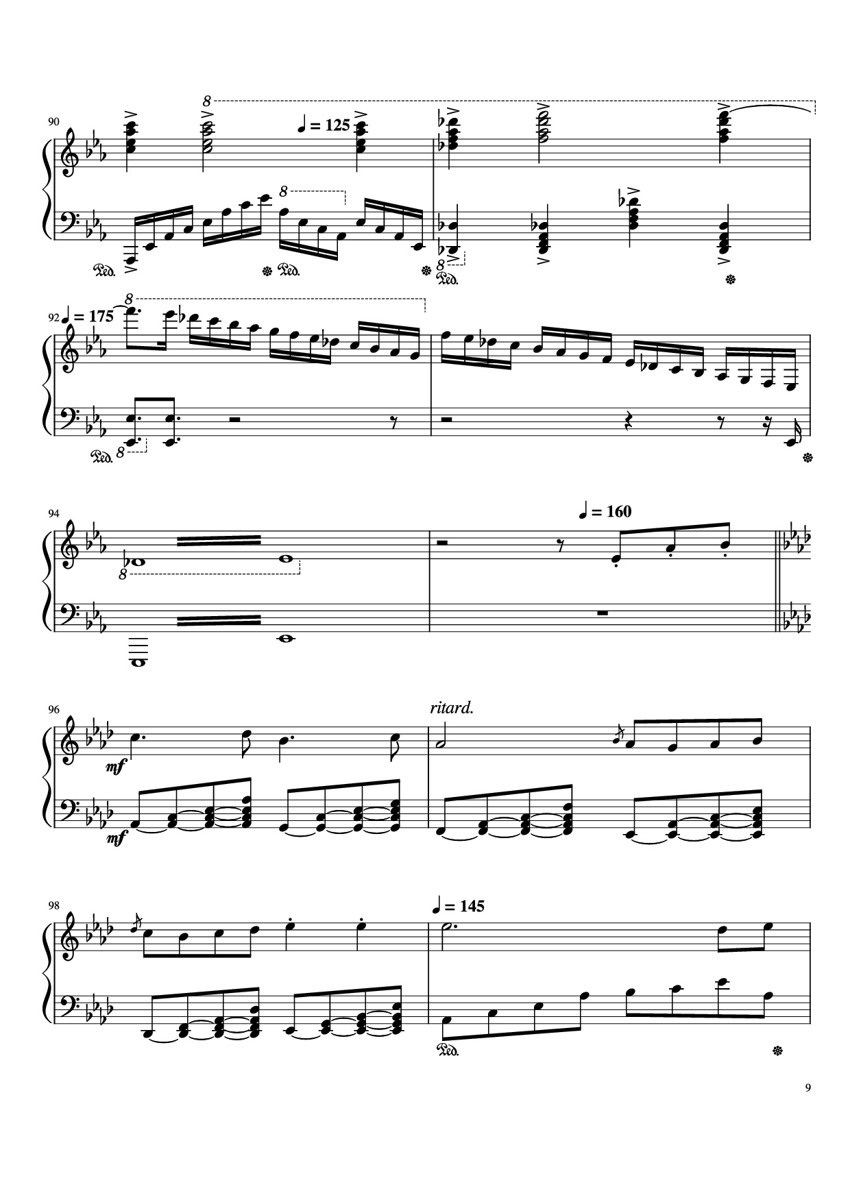 Page 9 of the piano sheet music PDF Piano – Beethoven Virus but it
