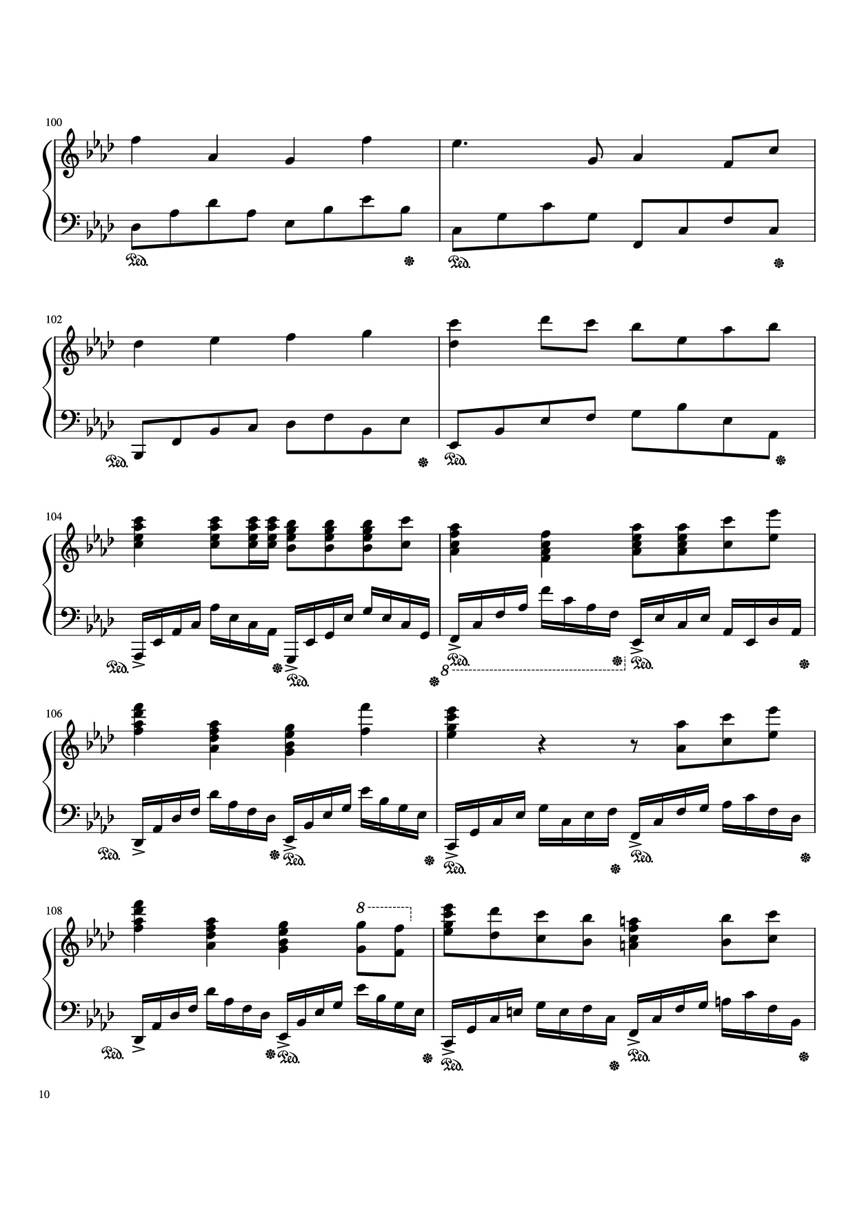 Page 10 of the piano sheet music PDF Piano – Beethoven Virus but it