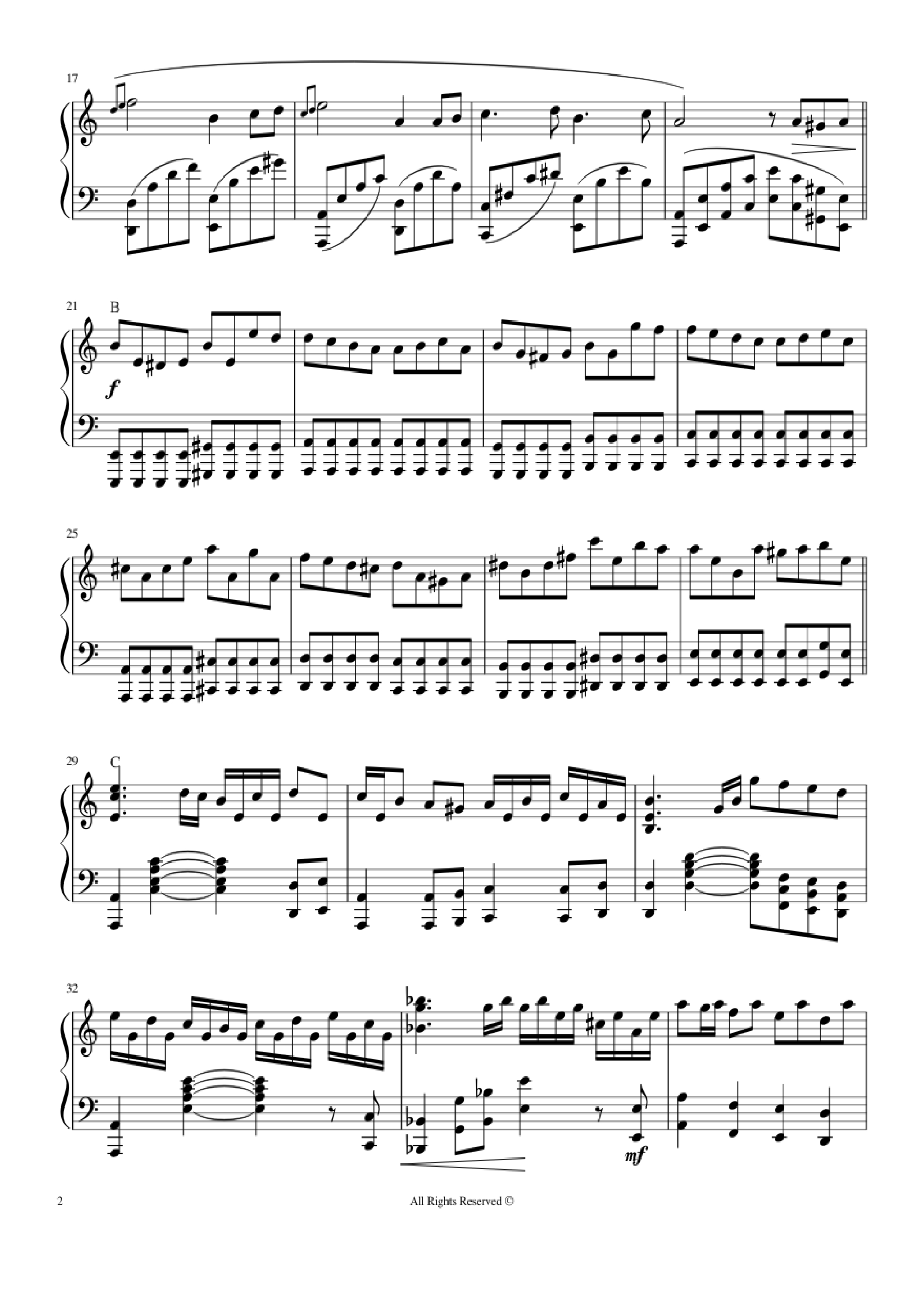 Page 2 of the piano sheet music PDF Piano – Beethoven Virus by BanYa