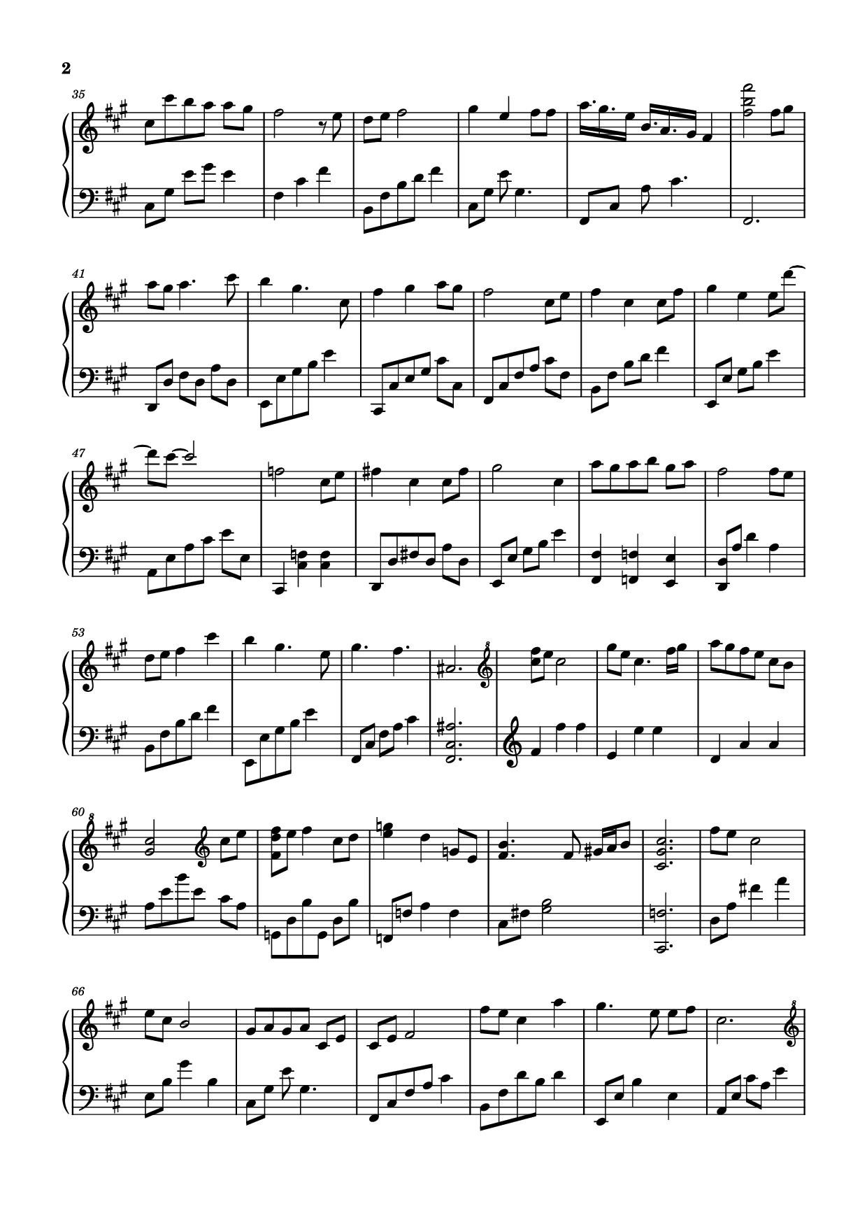 Page 2 of the piano sheet music PDF Piano – 灯火未眠 Piano (Đăng Hỏa Vị Miên) by 熙月月