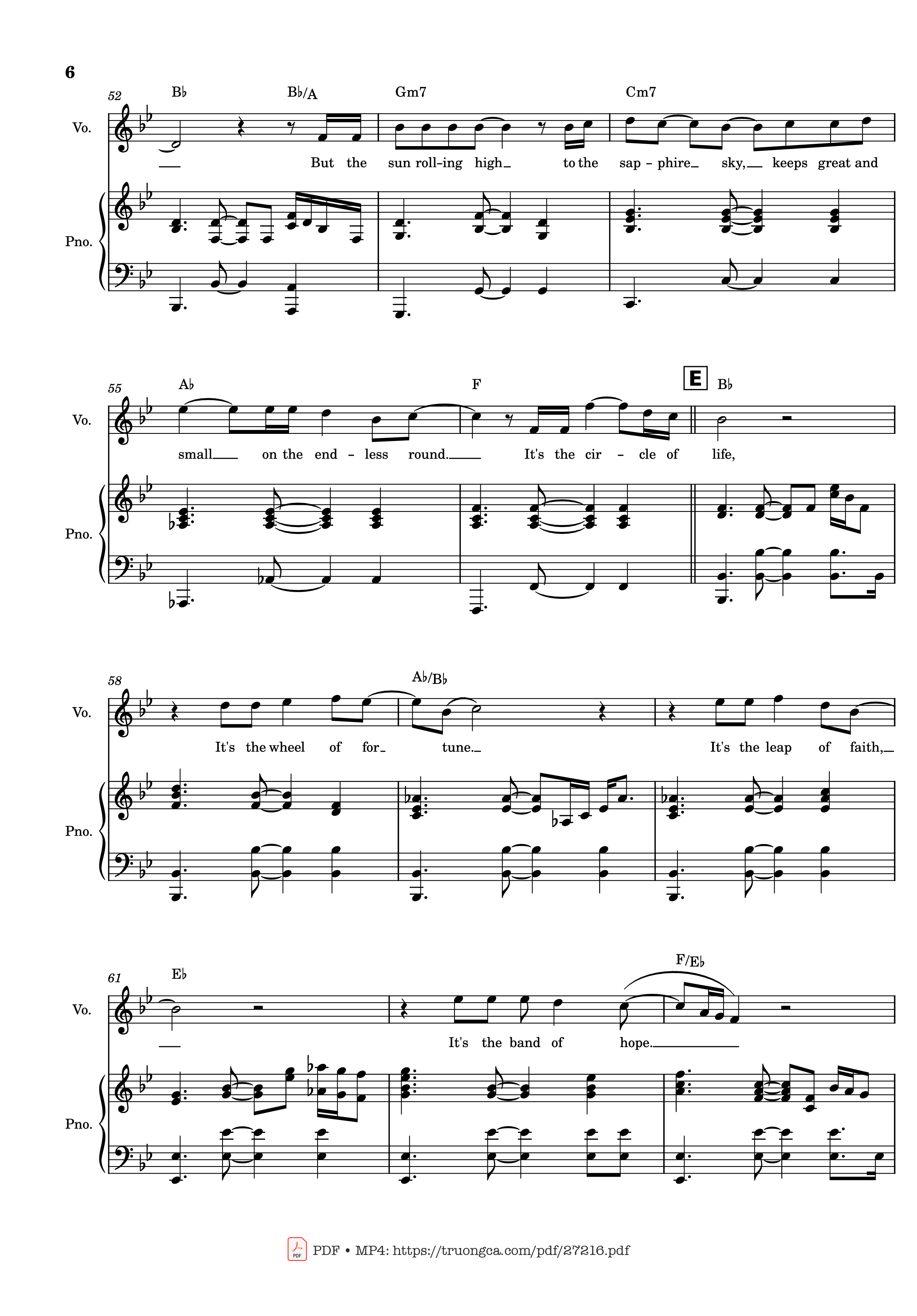 Page 6 of the piano sheet music PDF Piano – Circle of Life Piano & Vocal by Elton John