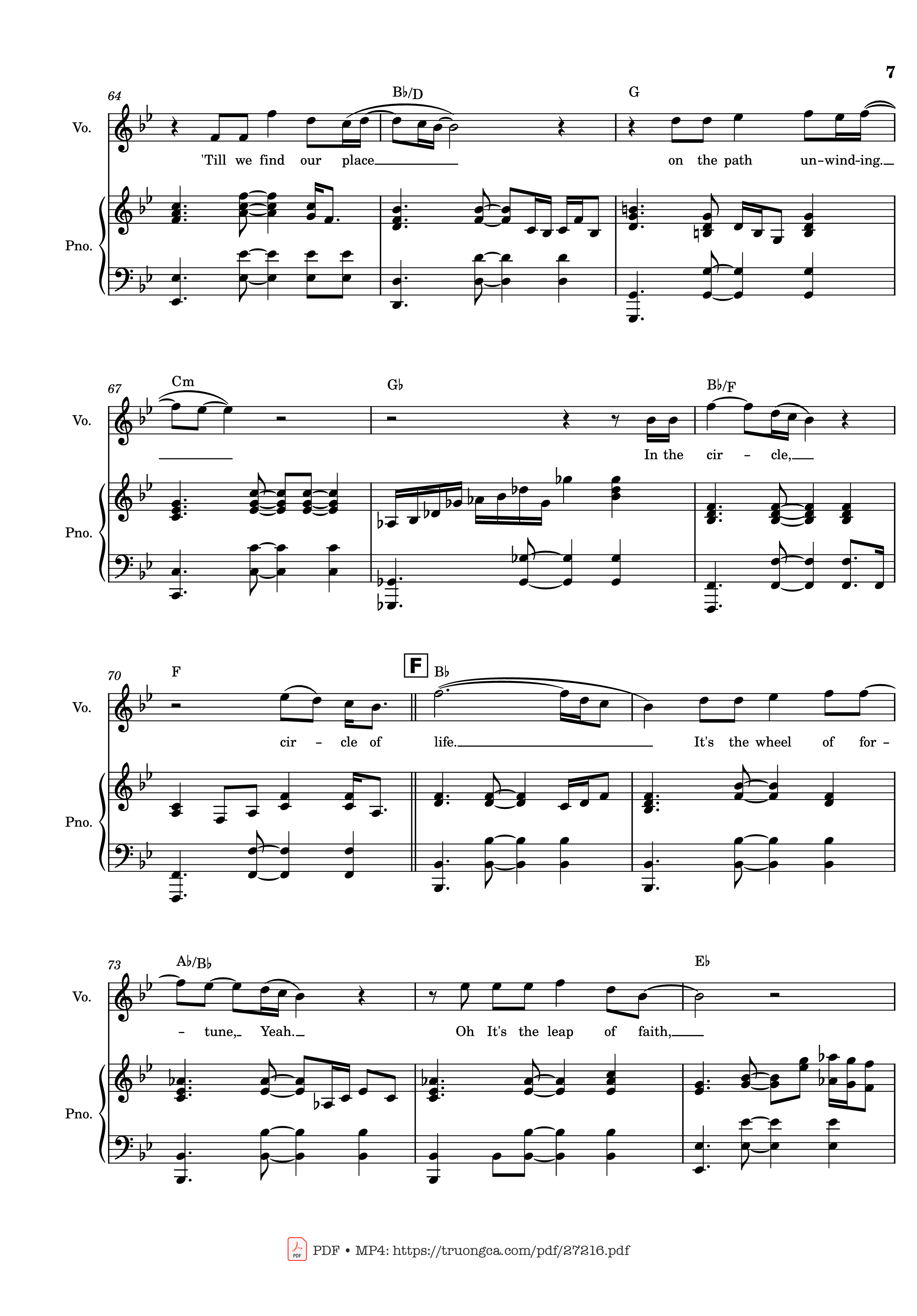 Page 7 of the piano sheet music PDF Piano – Circle of Life Piano & Vocal by Elton John