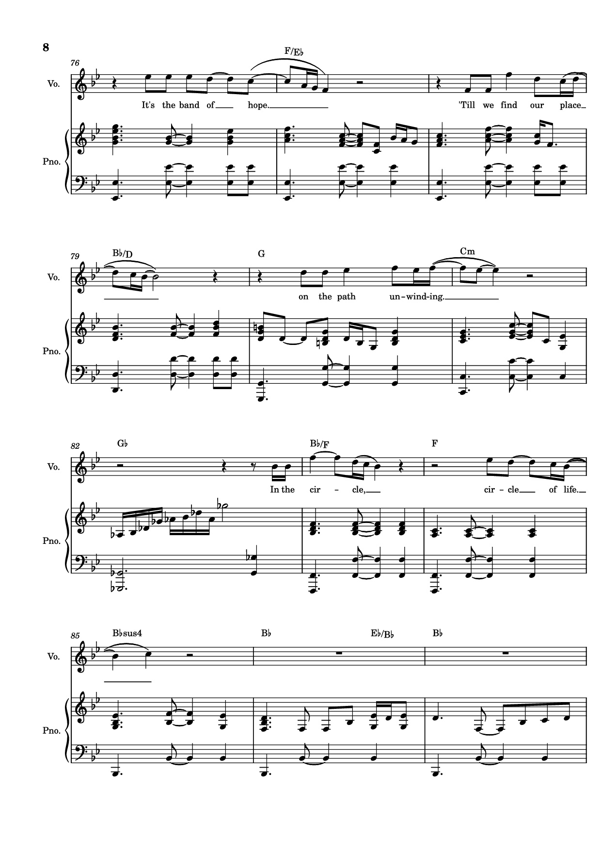 Page 8 of the piano sheet music PDF Piano – Circle of Life Piano & Vocal by Elton John