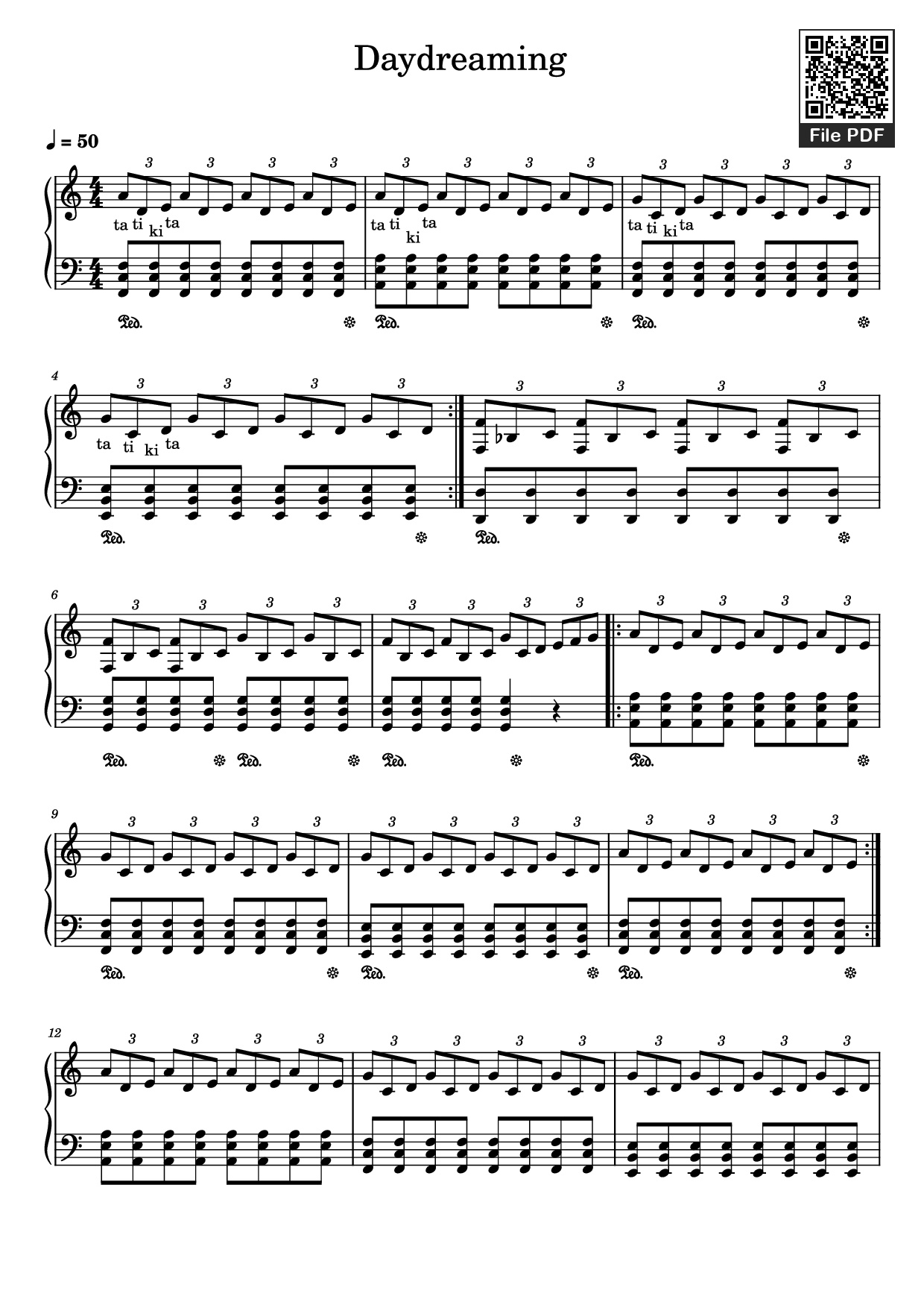 Page 1 of the piano sheet music PDF Piano – Daydreaming Piano by Undefined