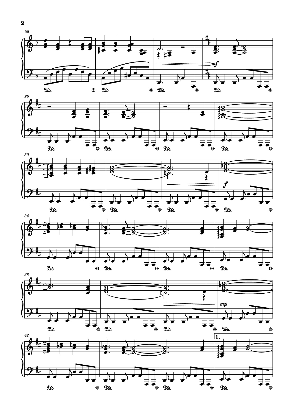 Page 2 of the piano sheet music PDF Piano – Крылатые качели Piano by Е. Крылатов