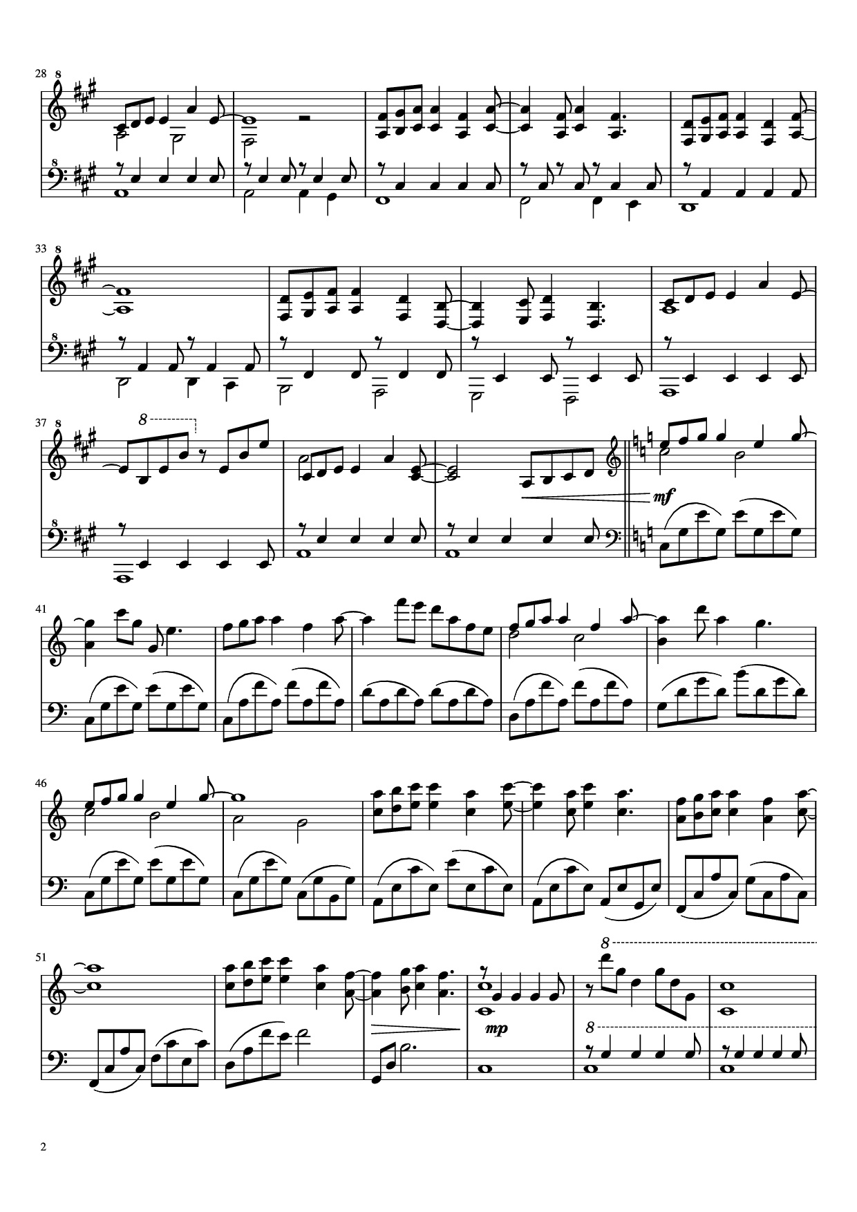 Page 2 of the piano sheet music PDF Piano – Forrest Gump Piano by Undefined