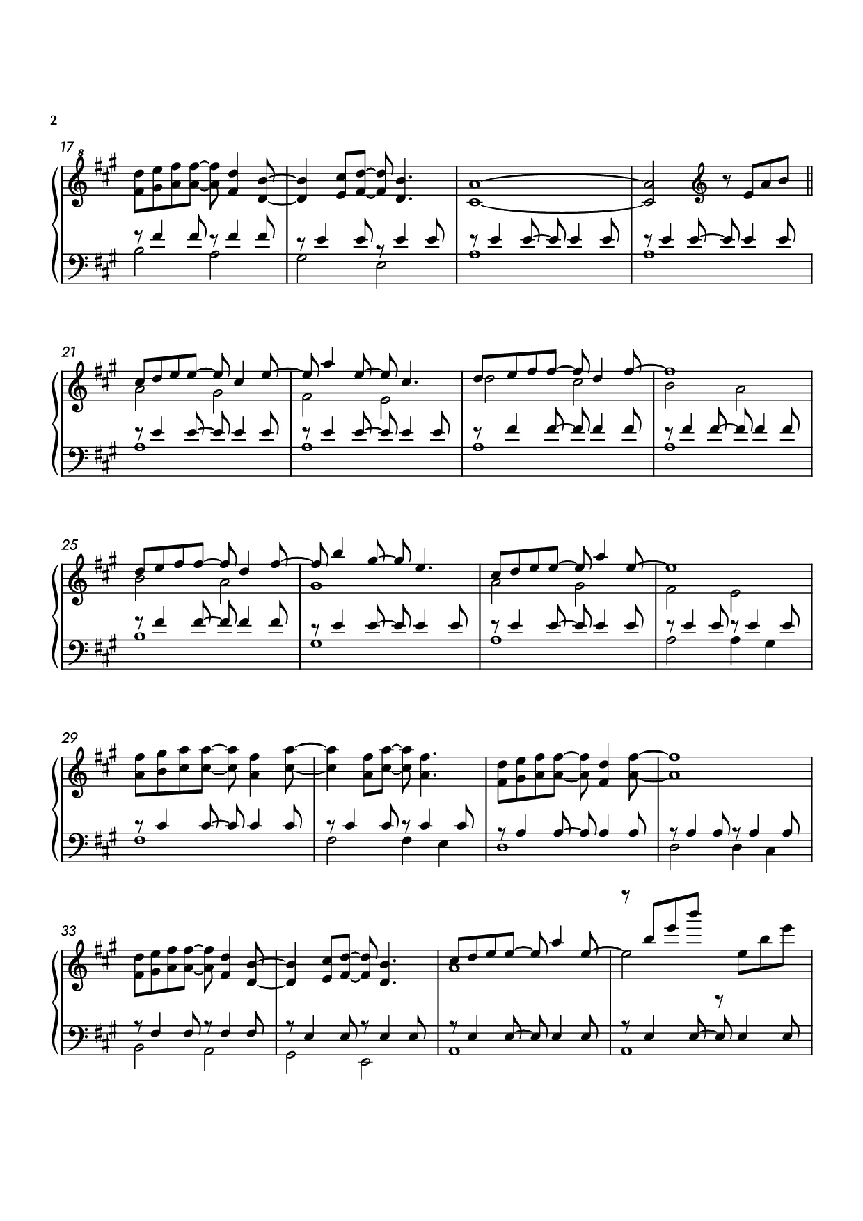 Page 2 of the piano sheet music PDF Piano – Forrest Gump theme Piano by Undefined