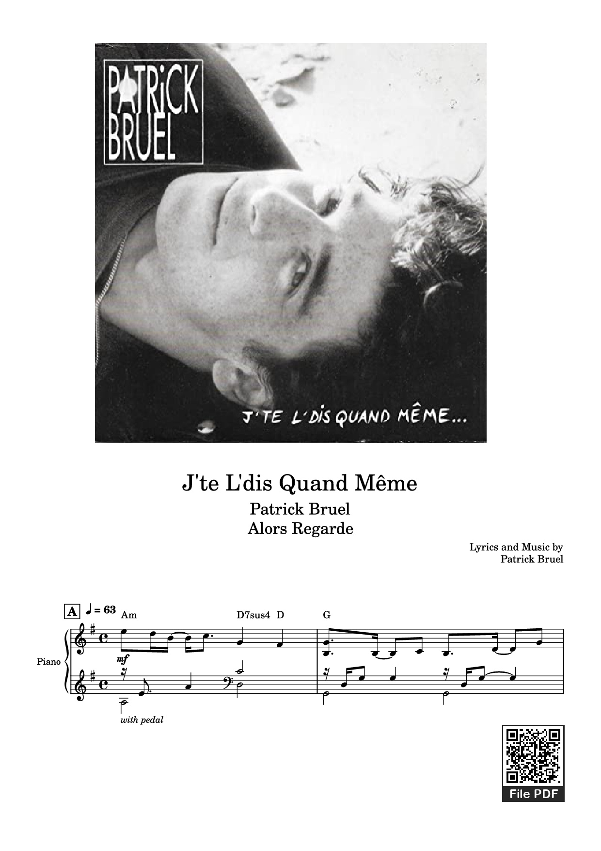 Page 1 of the piano sheet music PDF Piano – J