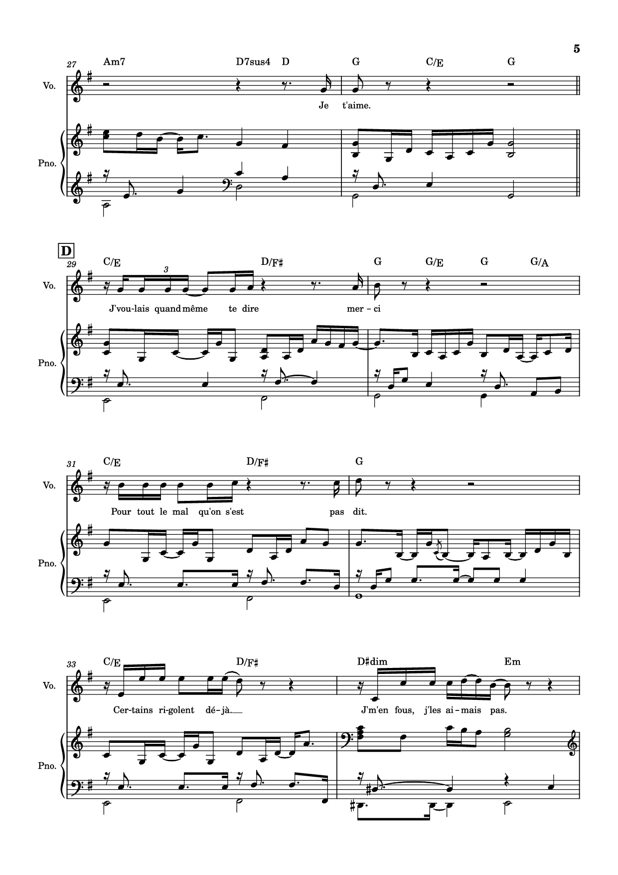 Page 5 of the piano sheet music PDF Piano – J
