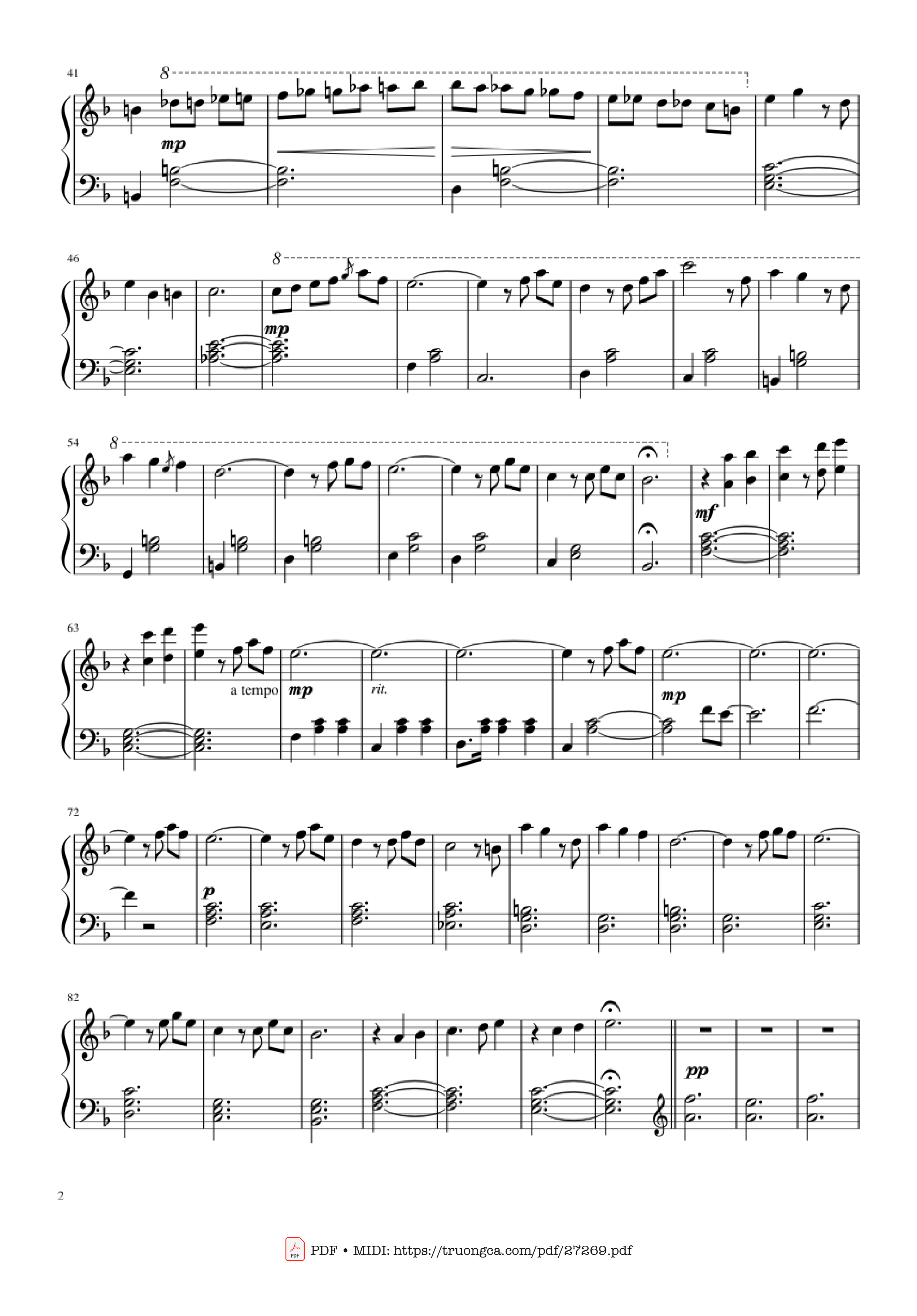 Page 2 of the piano sheet music PDF Piano – Married Life Piano by Michael Giacchino