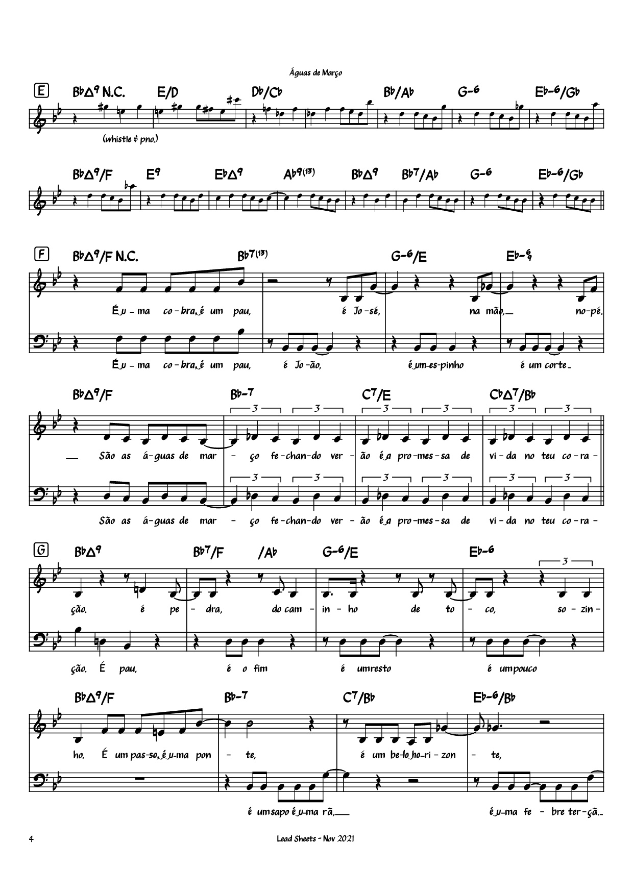 Page 4 of the piano sheet music PDF Piano – Águas de Março Piano by Antônio Carlos Jobim