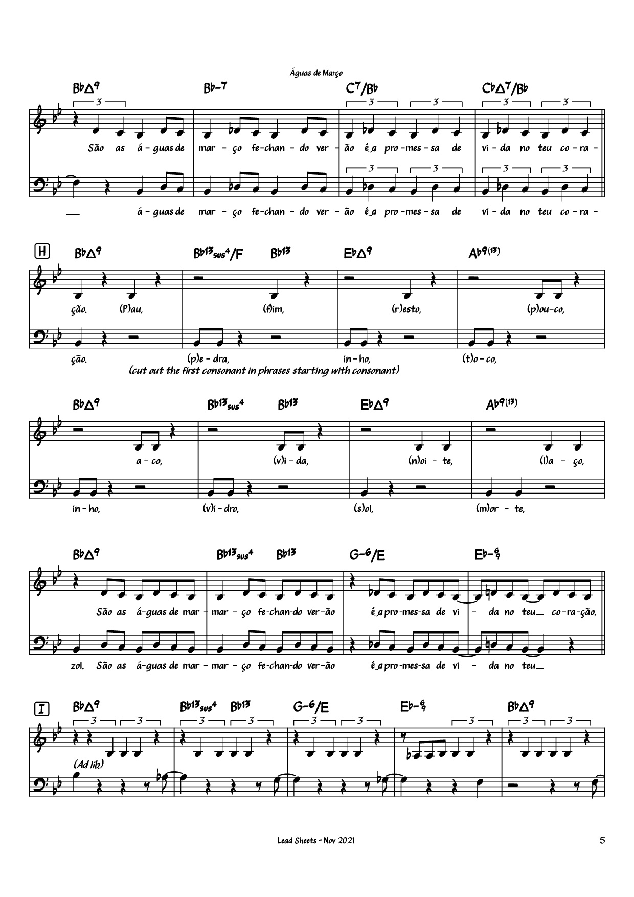 Page 5 of the piano sheet music PDF Piano – Águas de Março Piano by Antônio Carlos Jobim