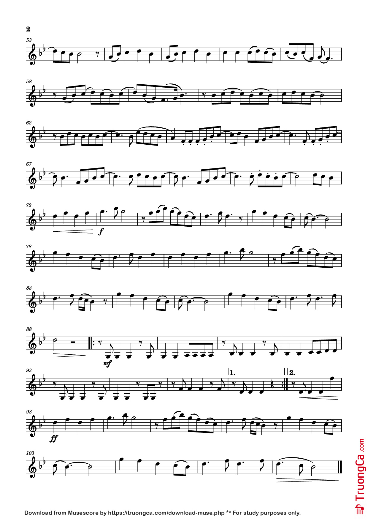 Page 2 of the piano sheet music PDF – Too Sweet (Violin) by Composer / arranger