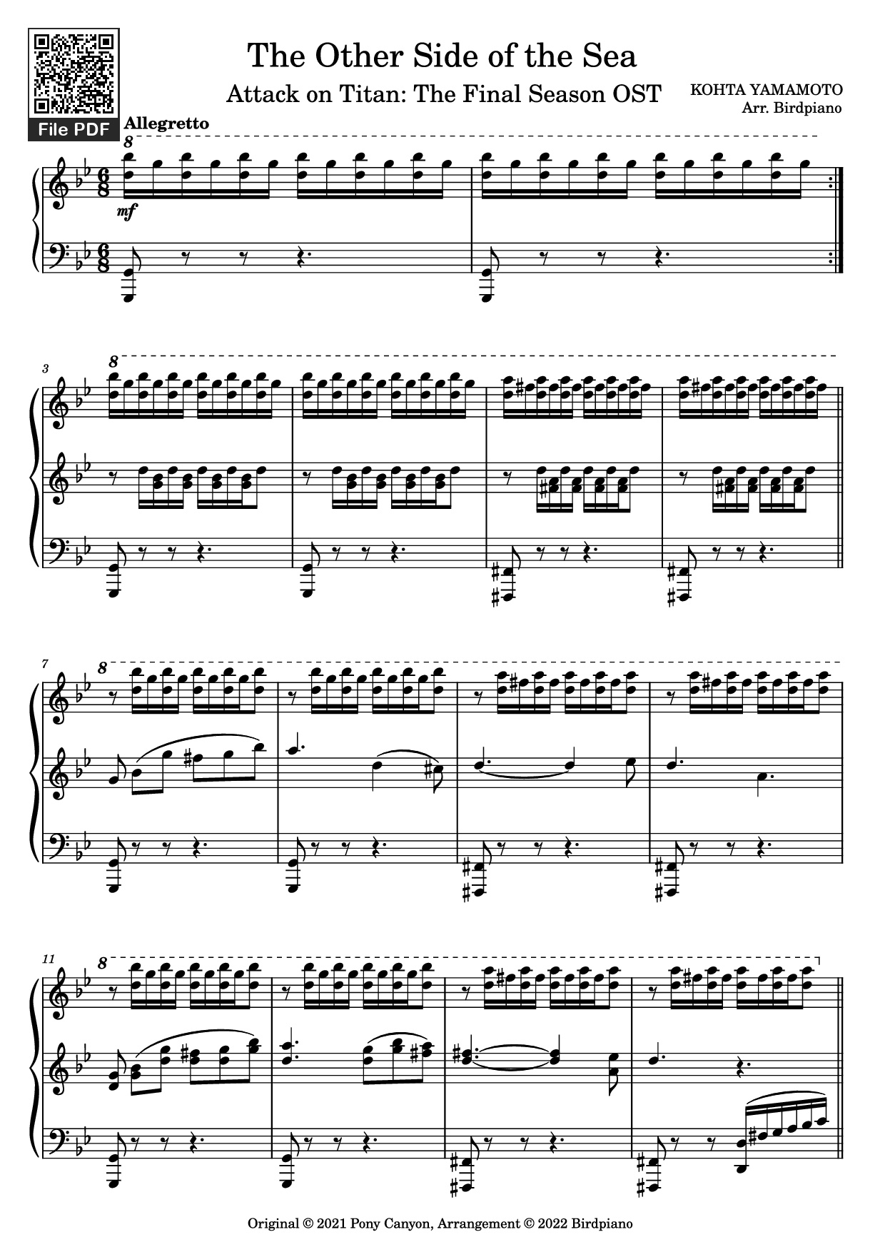 Page 1 of the piano sheet music PDF Piano – The Other Side of the Sea Piano by KOHTA YAMAMOTO