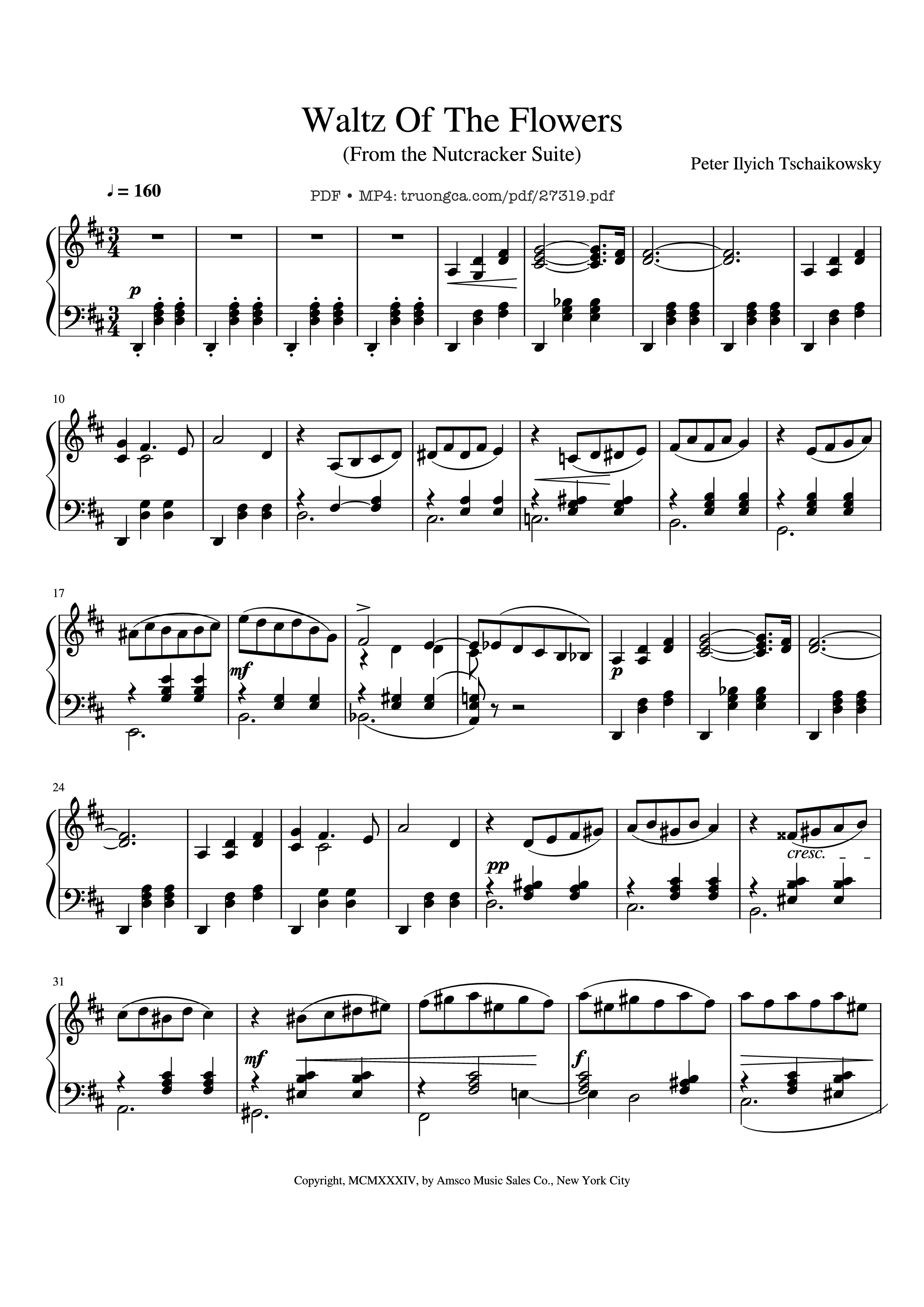 Page 1 of the piano sheet music PDF Piano – Waltz Of The Flowers Piano by Peter Ilyich Tschaikowsky