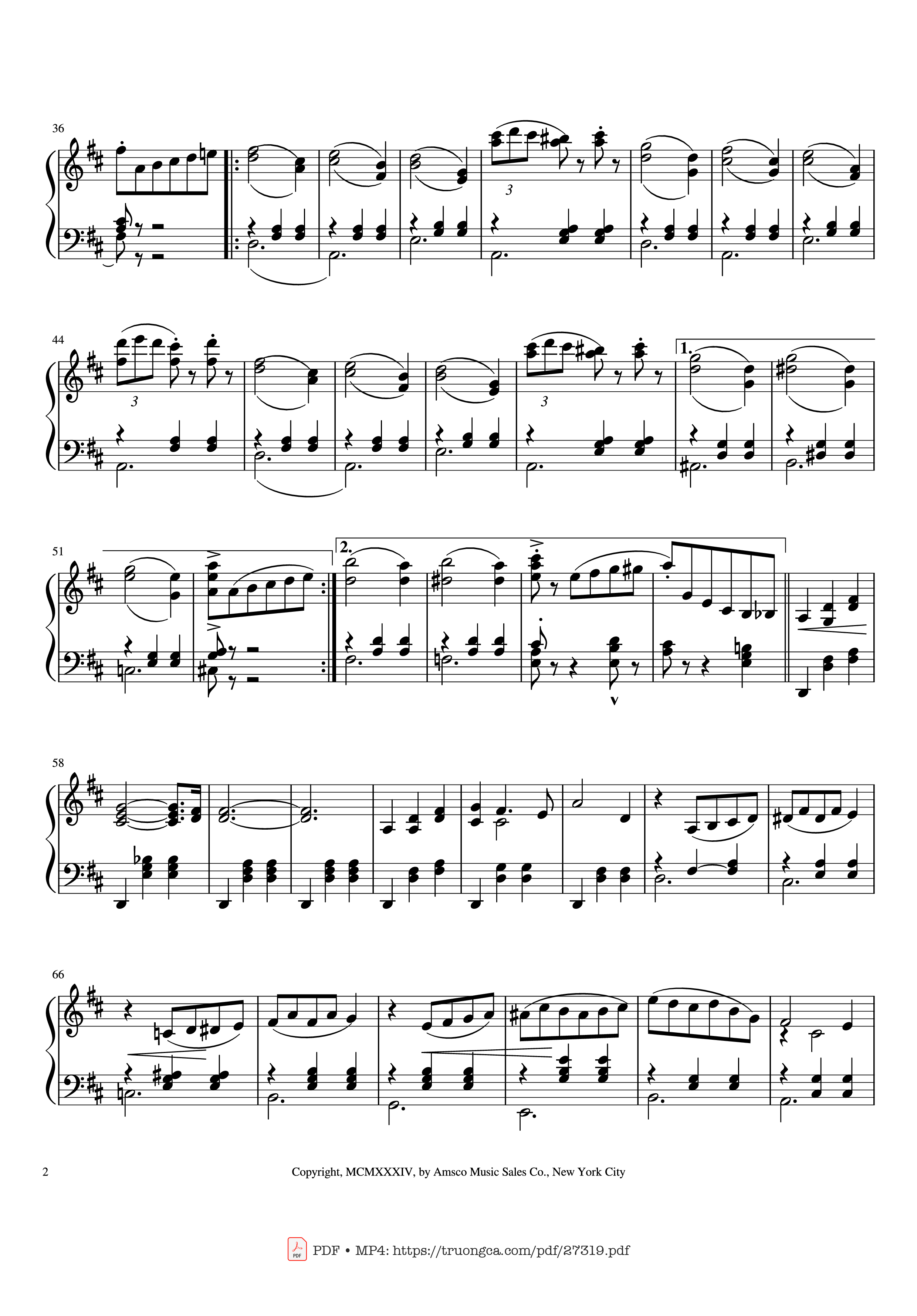 Page 2 of the piano sheet music PDF Piano – Waltz Of The Flowers Piano by Peter Ilyich Tschaikowsky