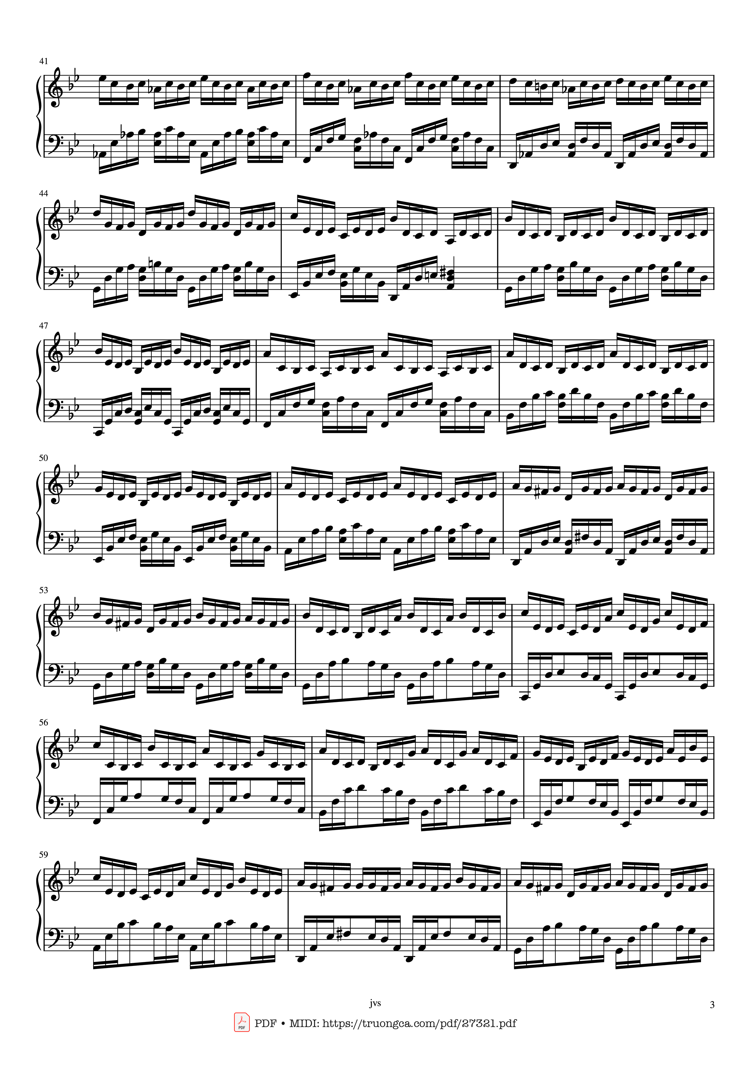 Page 3 of the piano sheet music PDF Piano – G minor Piano by J.S. Bach