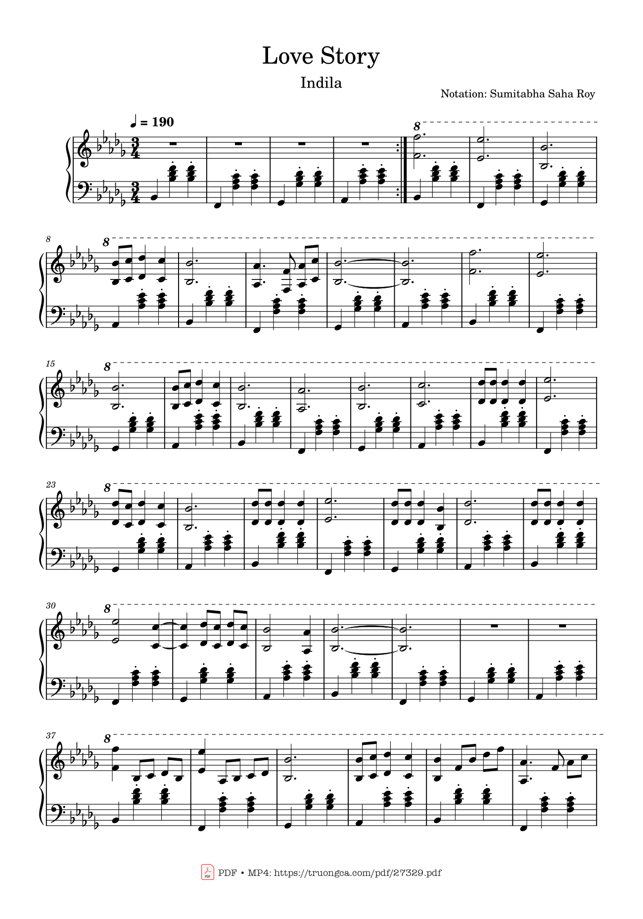 Page 1 of the piano sheet music PDF Piano – Love Story Piano by Adila Sedraïa