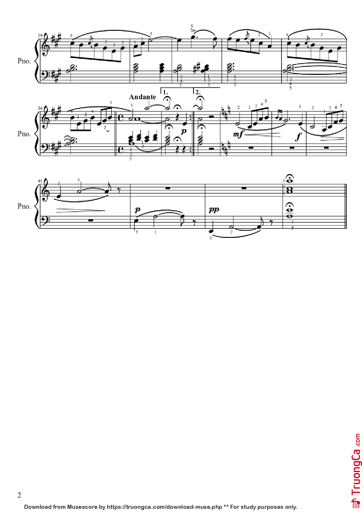 Page 2 of the piano sheet music PDF Piano – Canción de Solveig Piano by Edvard Grieg