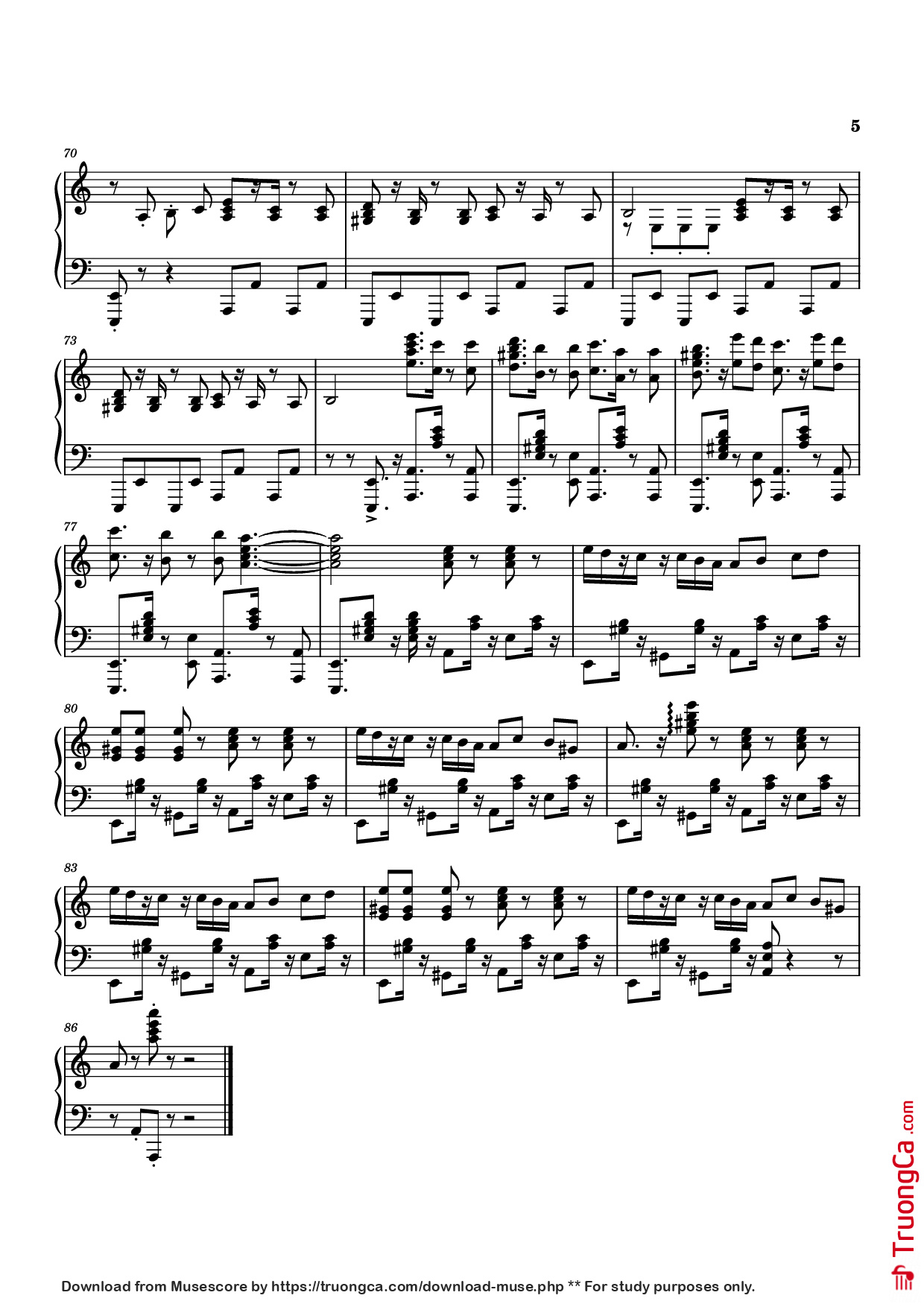 Page 5 of the piano sheet music PDF Piano – Mashle OP thing Piano by Undefined