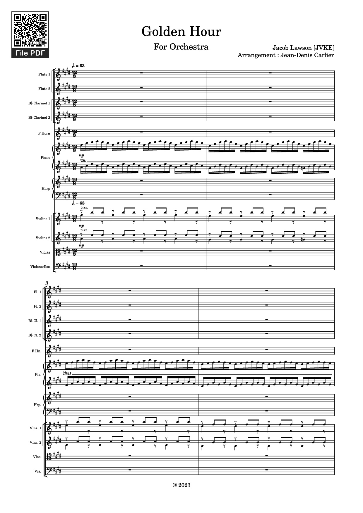 Page 1 of the piano sheet music PDF Piano – Golden Hour Piano by Jacob Lawson [JVKE]