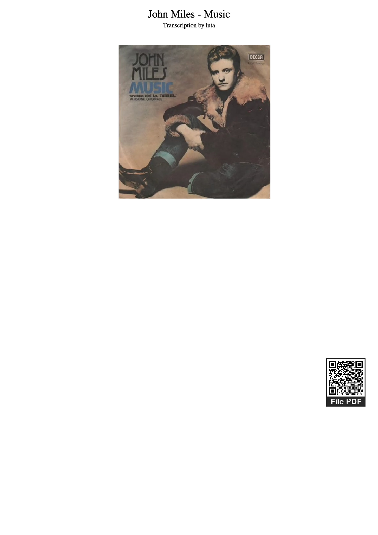 Page 1 of the piano sheet music PDF Piano – John Miles - Music Piano by Undefined