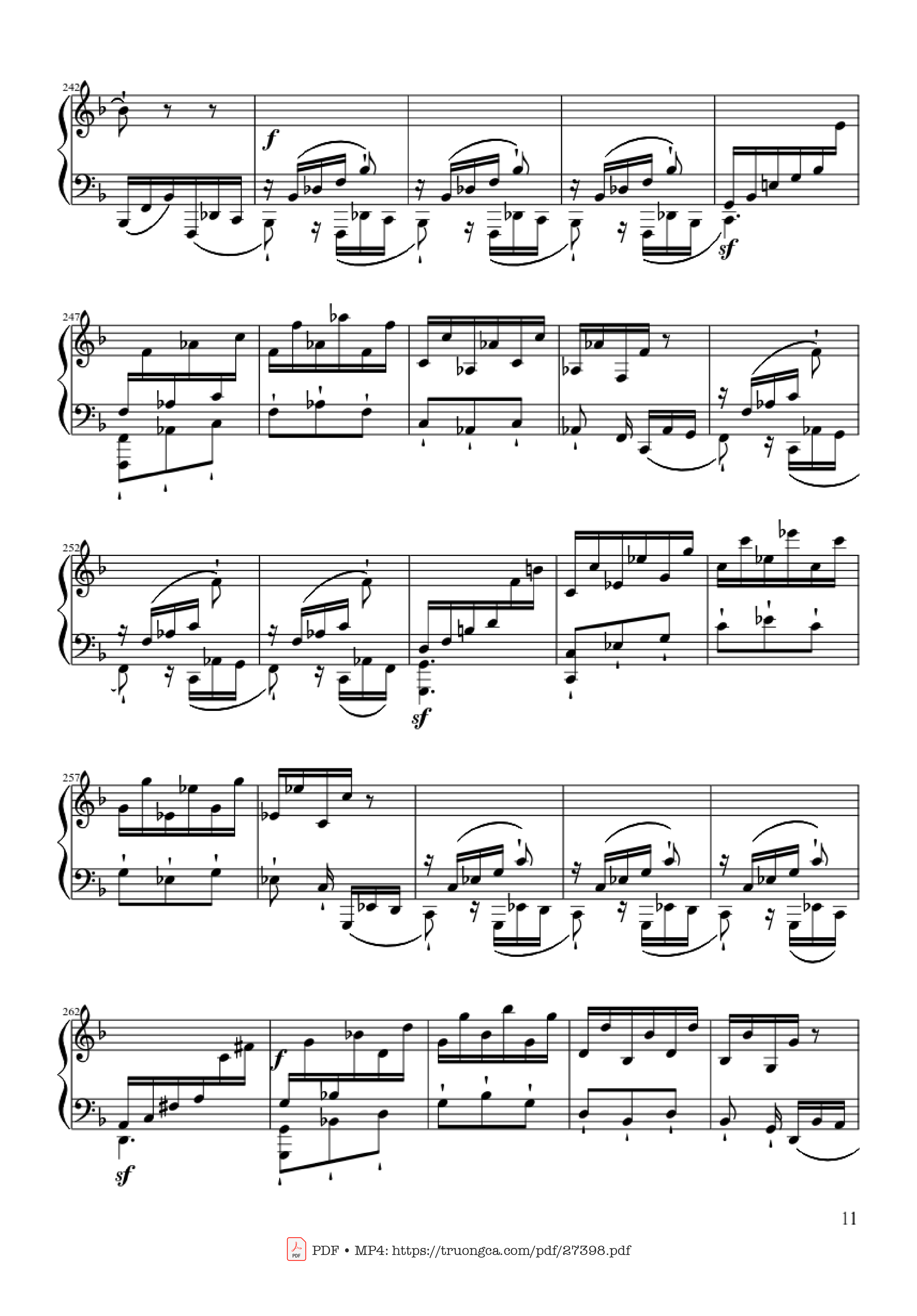 Page 11 of the piano sheet music PDF Piano – Sonate No. 17, Tempest (3rd Movement) by Beethoven