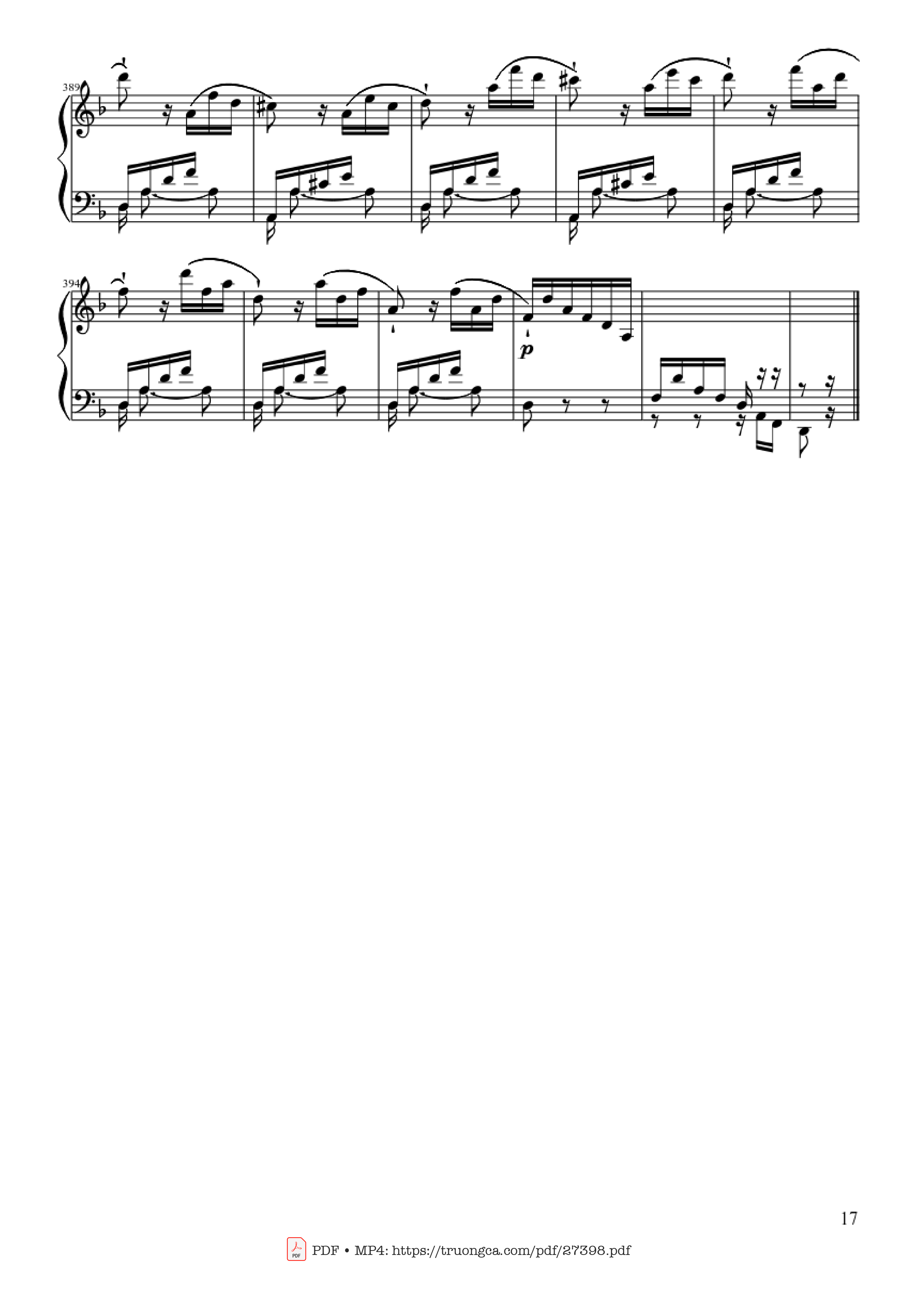 Page 17 of the piano sheet music PDF Piano – Sonate No. 17, Tempest (3rd Movement) by Beethoven