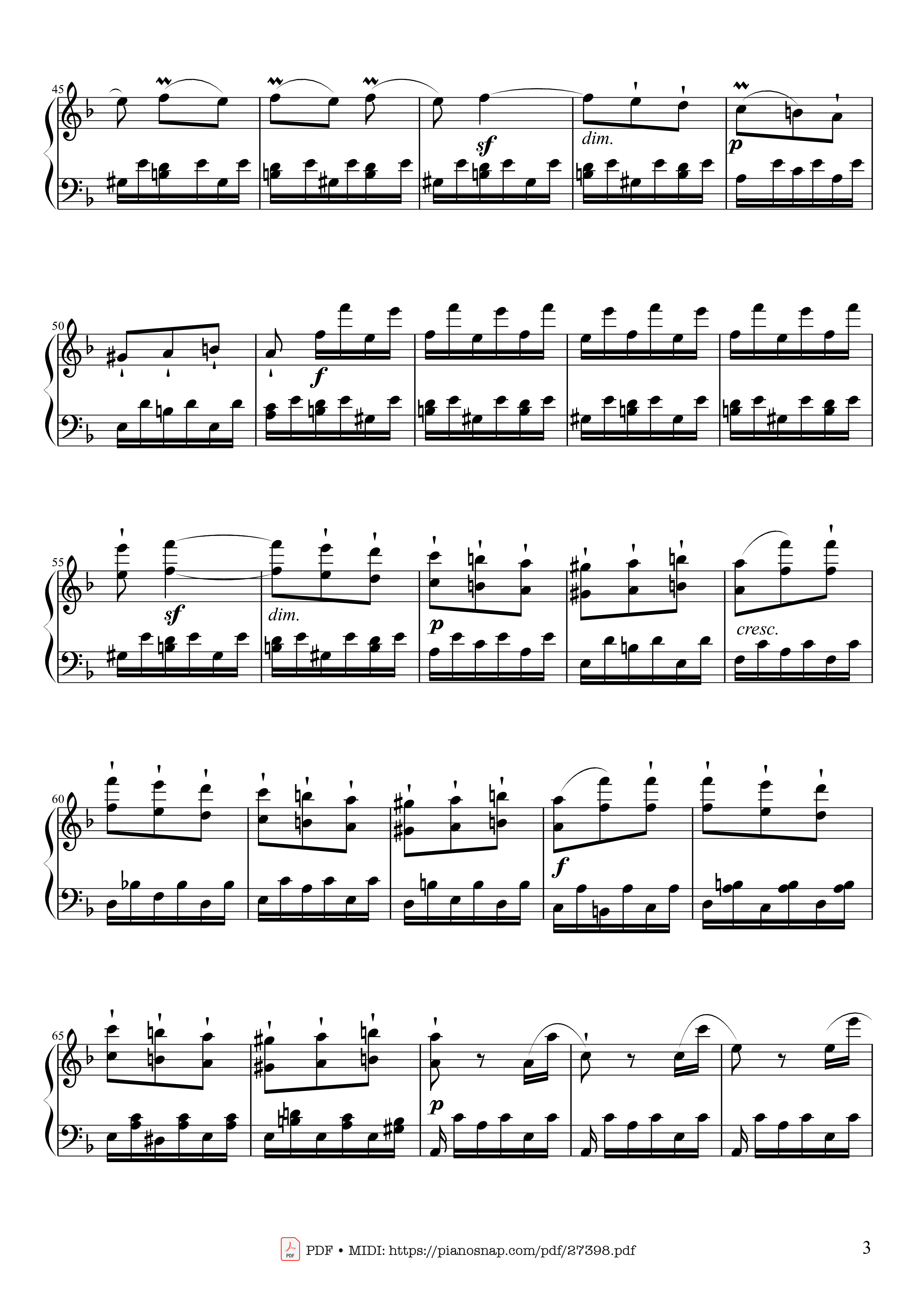 Page 3 of the piano sheet music PDF Piano – Sonate No. 17, Tempest (3rd Movement) by Beethoven