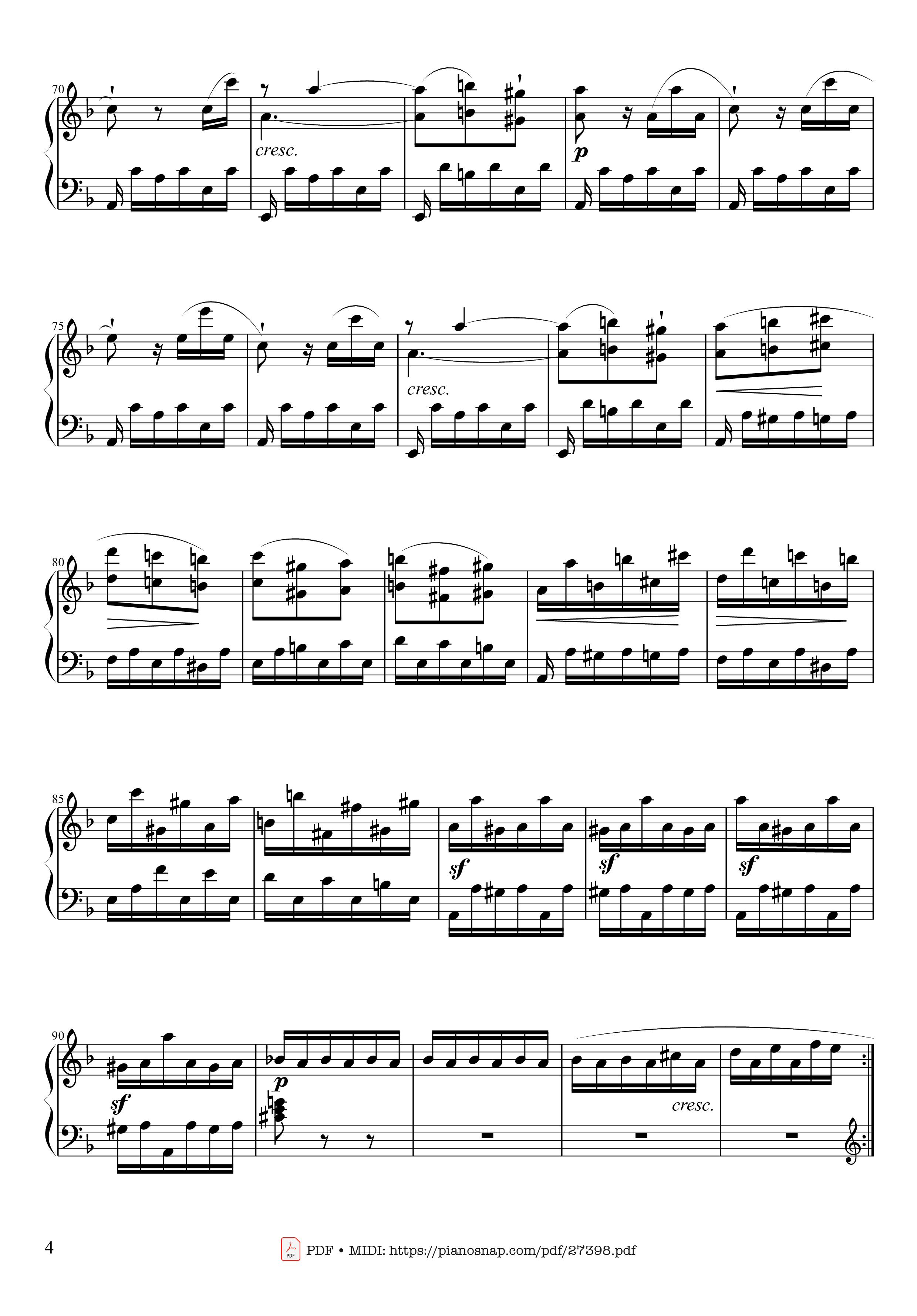 Page 4 of the piano sheet music PDF Piano – Sonate No. 17, Tempest (3rd Movement) by Beethoven
