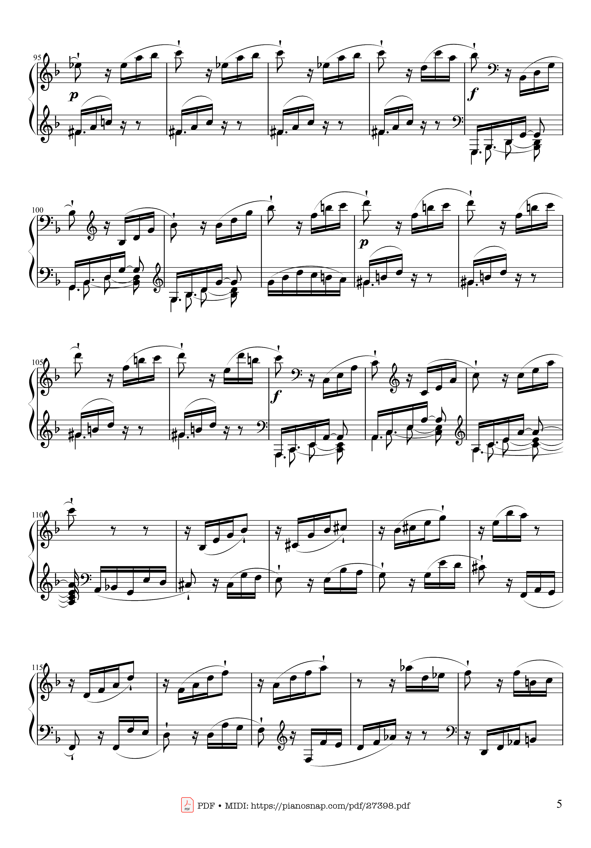 Page 5 of the piano sheet music PDF Piano – Sonate No. 17, Tempest (3rd Movement) by Beethoven