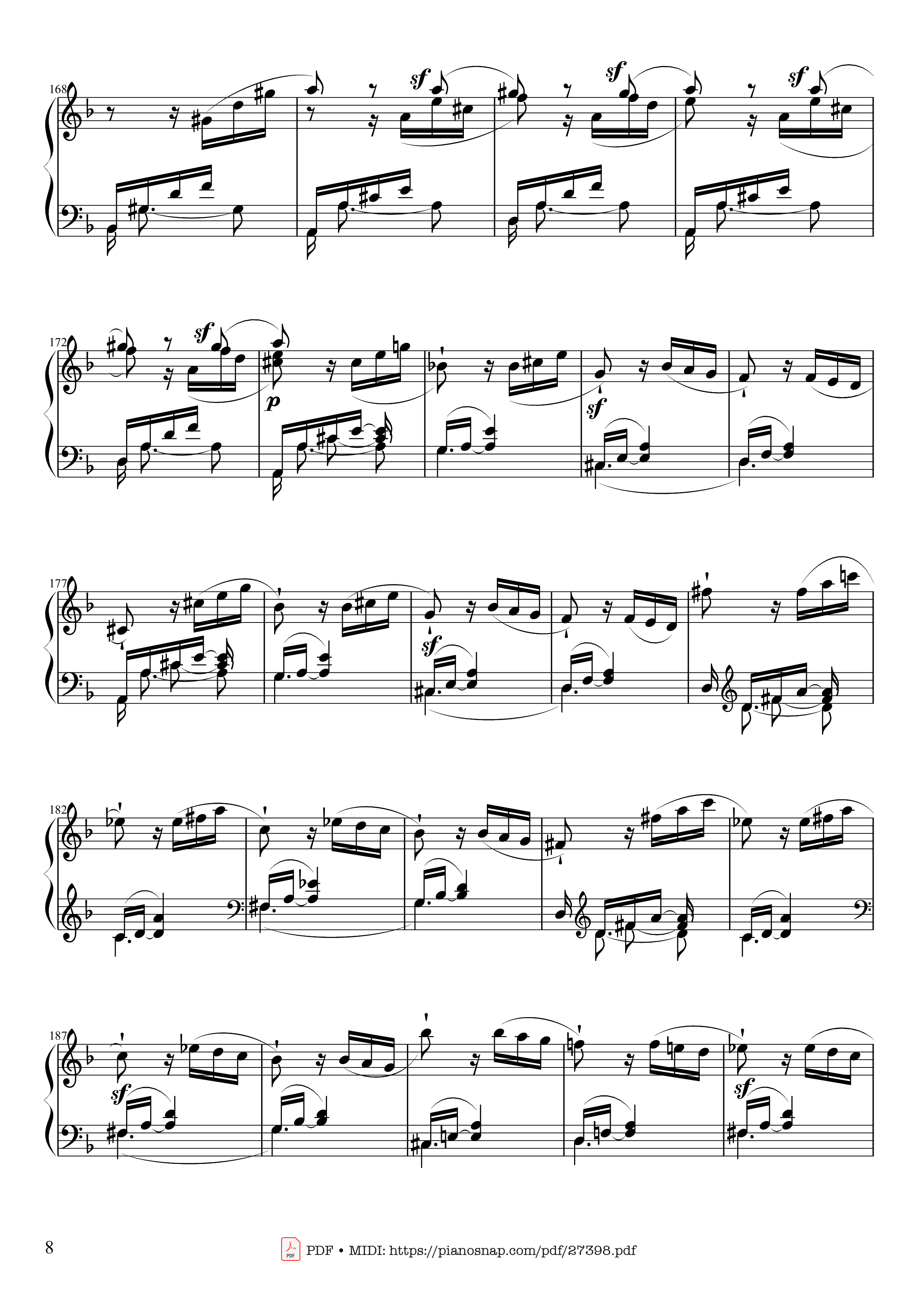 Page 8 of the piano sheet music PDF Piano – Sonate No. 17, Tempest (3rd Movement) by Beethoven