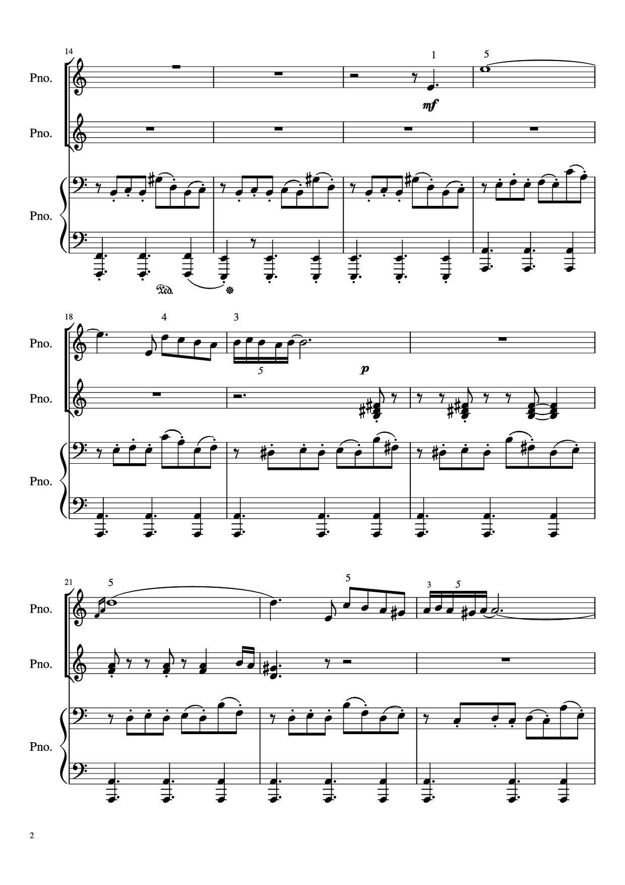 Page 2 of the piano sheet music PDF Piano – Libertango (piano duet) by Astor Piazzolla