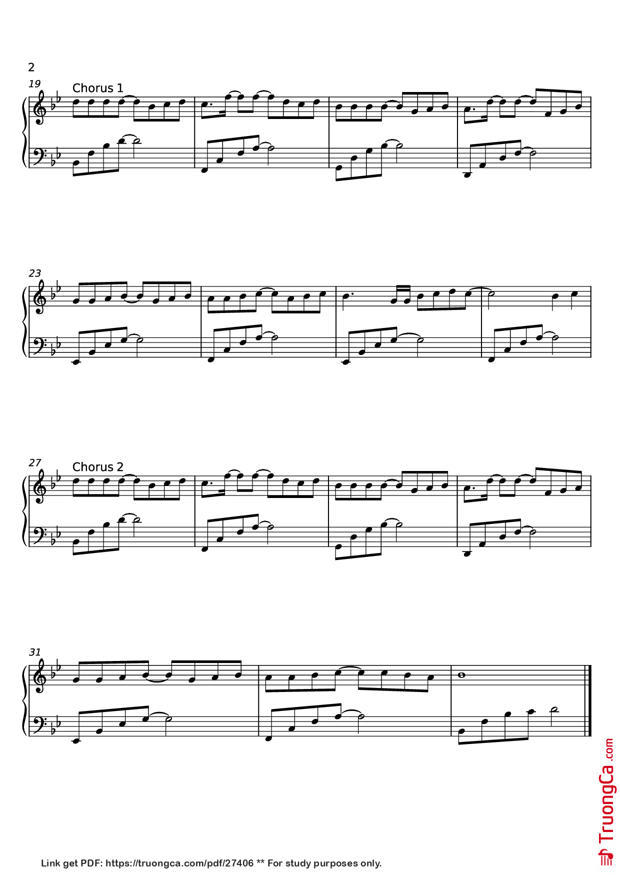 Page 2 of the piano sheet music PDF Piano – Chiếc Khăn Gió Ấm Piano by Nguyễn Văn Chung