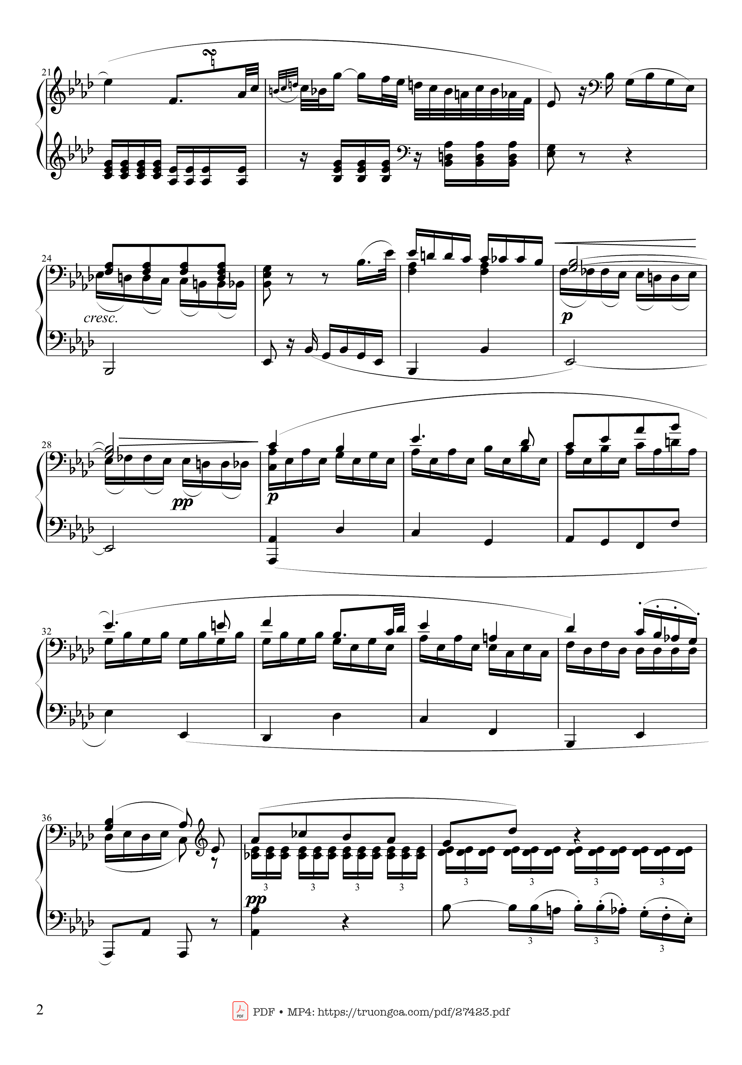 Page 2 of the piano sheet music PDF Piano – Sonate No. 8, Pathétique Piano by Ludwig van Beethoven