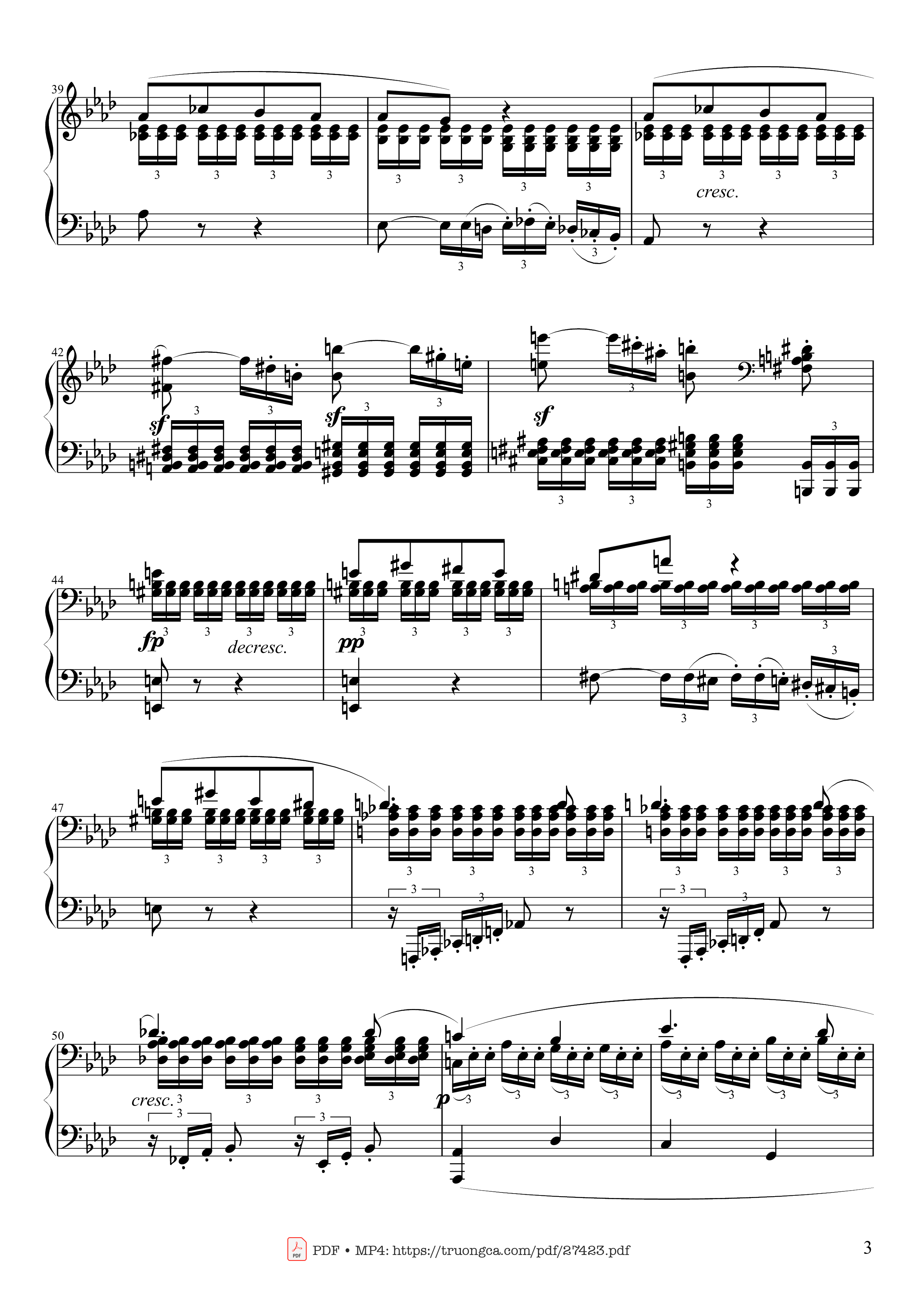 Page 3 of the piano sheet music PDF Piano – Sonate No. 8, Pathétique Piano by Ludwig van Beethoven