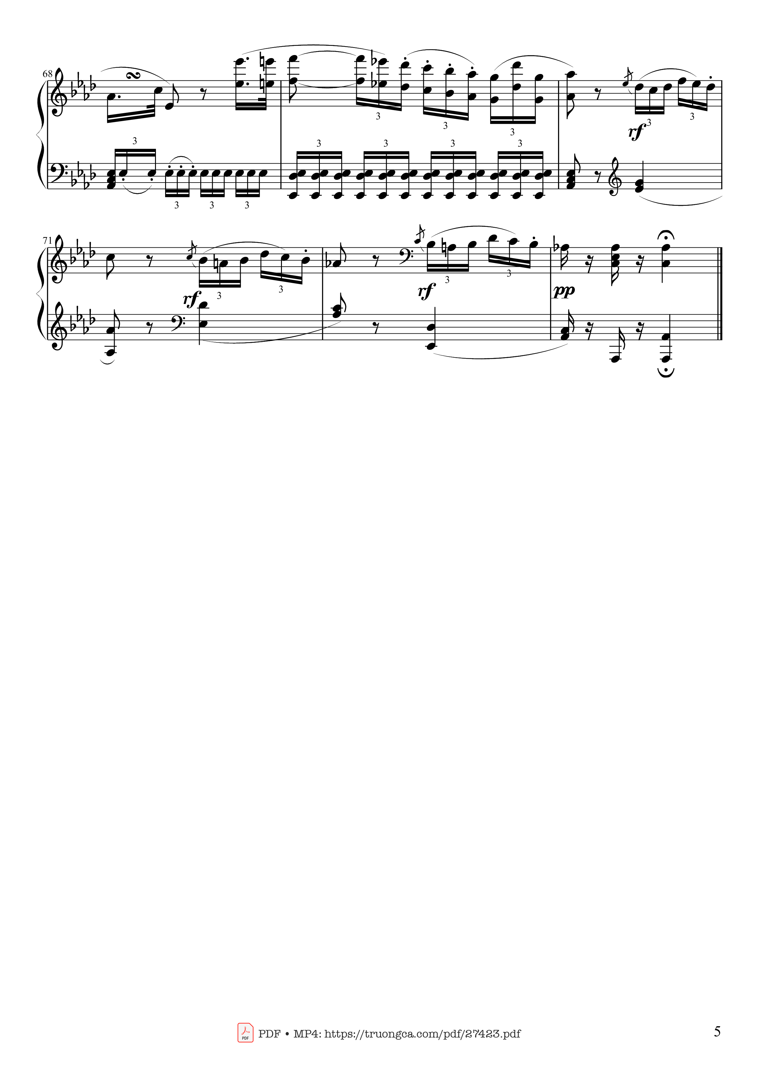 Page 5 of the piano sheet music PDF Piano – Sonate No. 8, Pathétique Piano by Ludwig van Beethoven
