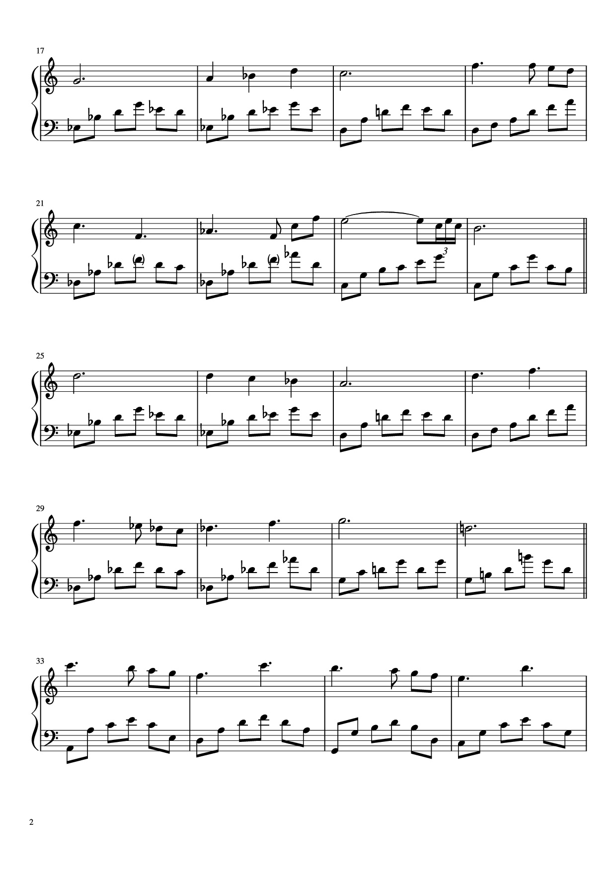 Page 2 of the piano sheet music PDF Piano – Vale Golden OST by Motoi Sakuraba