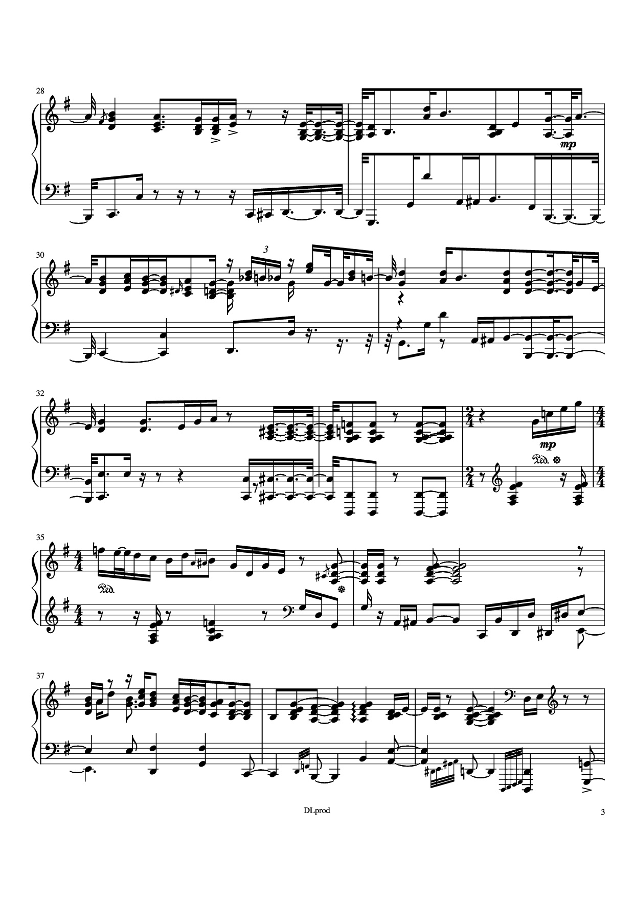 Page 3 of the piano sheet music PDF Piano – Man in the miror Piano by Love-nsky