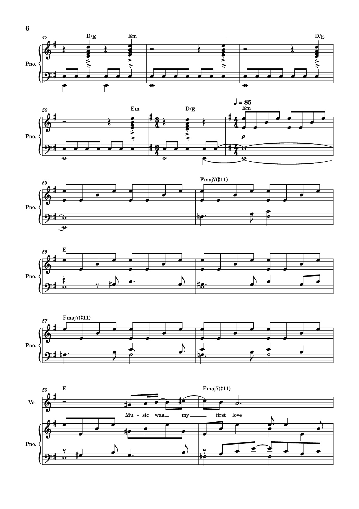 Page 6 of the piano sheet music PDF Piano – score-ac10da829c3a45c6064f733a05b3831e Piano by Undefined