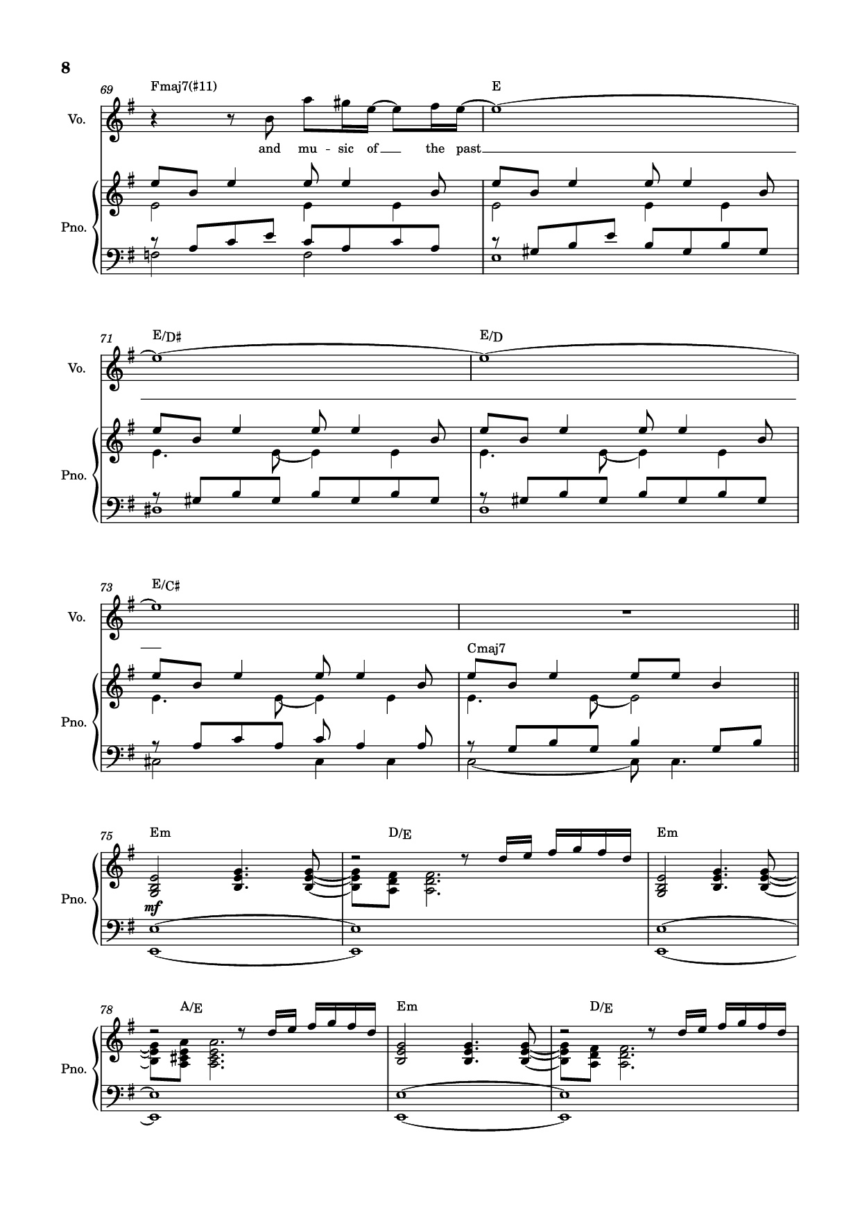 Page 8 of the piano sheet music PDF Piano – score-ac10da829c3a45c6064f733a05b3831e Piano by Undefined