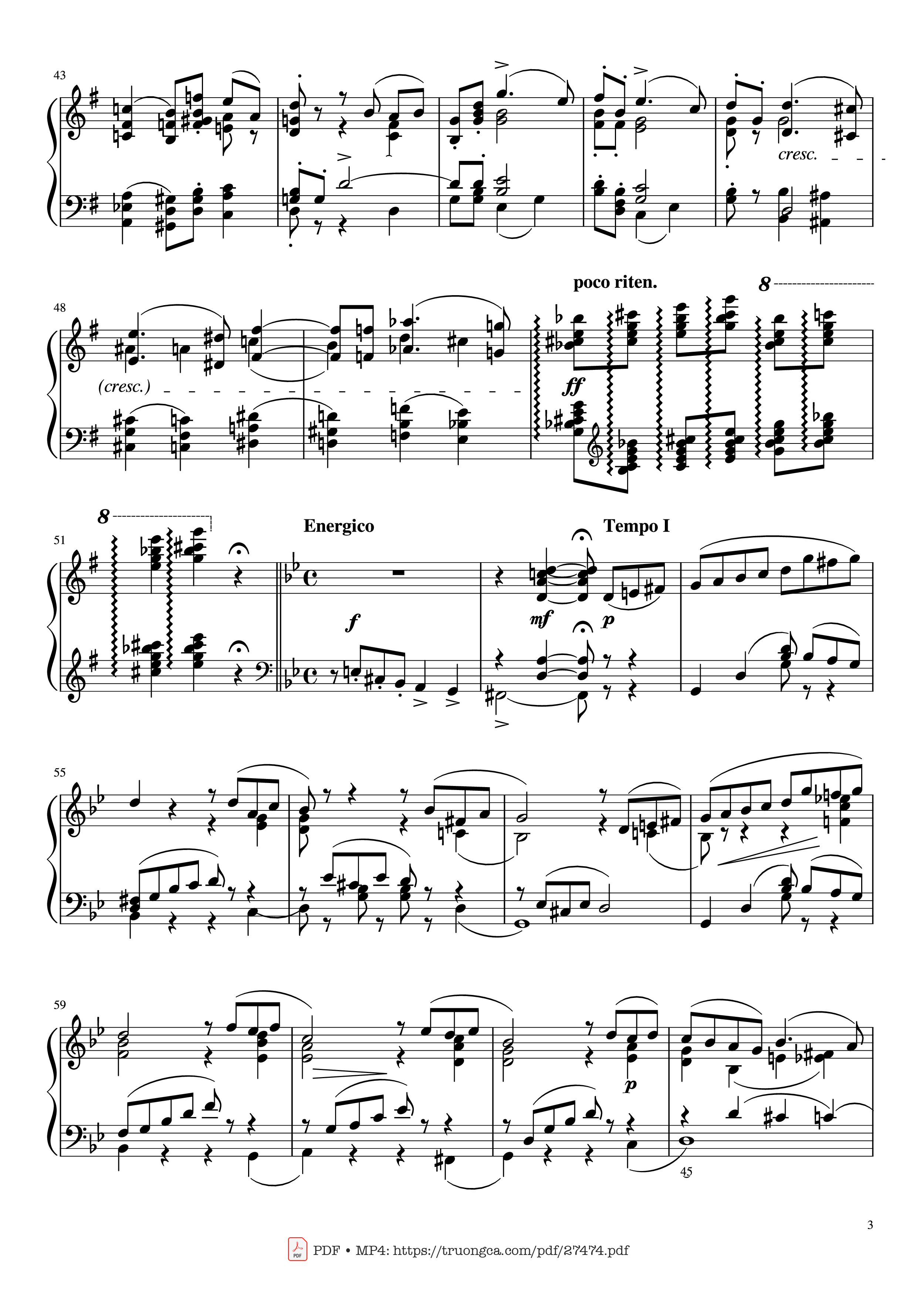 Page 3 of the piano sheet music PDF Piano – The Seasons, Op. 37a, June, Barcarolle, Tchaikovsky by Pyotr Ilyich Tchaikovsky