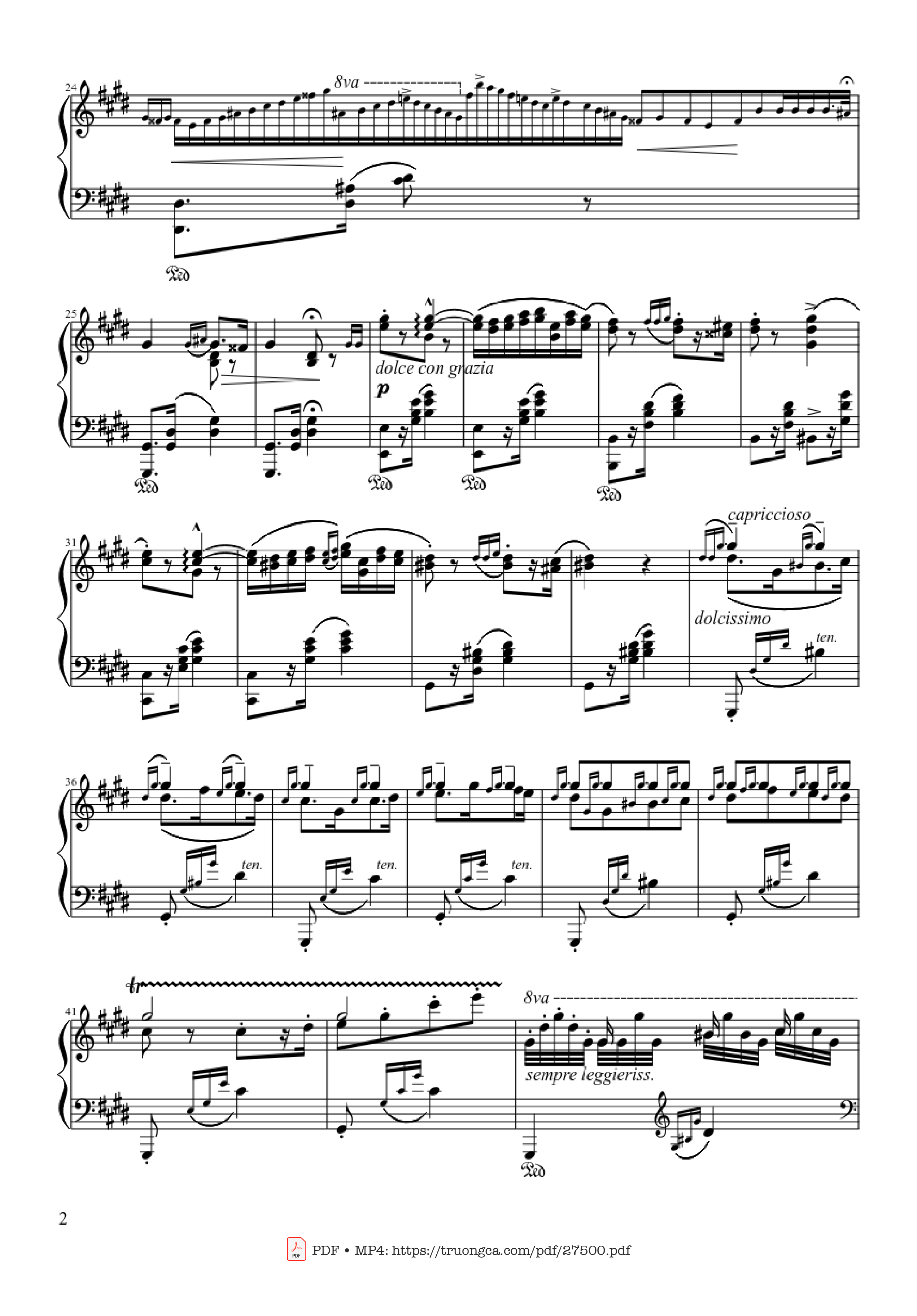 Page 2 of the piano sheet music PDF Piano – Hungarian Rhapsody No. 2 by Franz Liszt