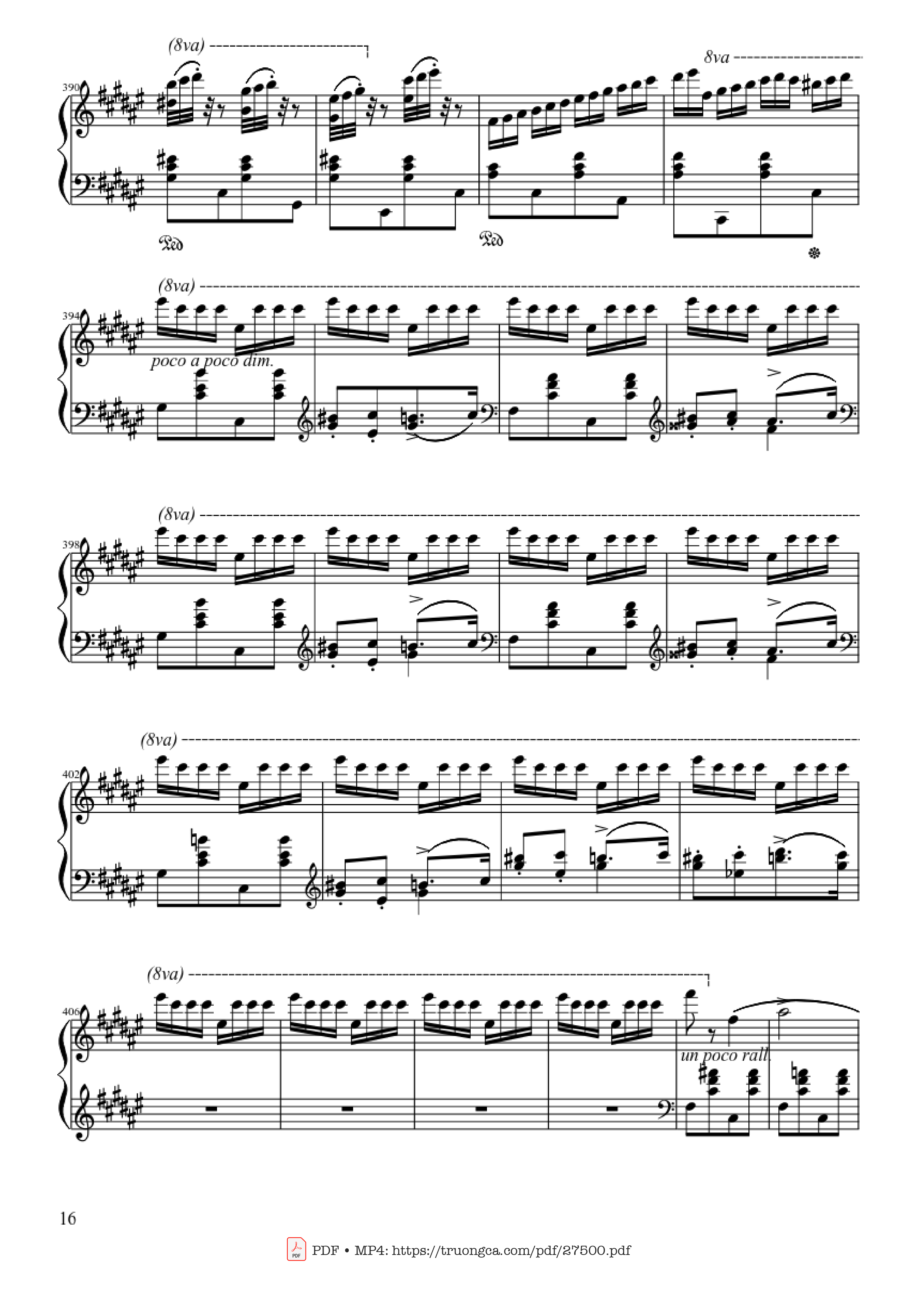 Page 16 of the piano sheet music PDF Piano – Hungarian Rhapsody No. 2 by Franz Liszt