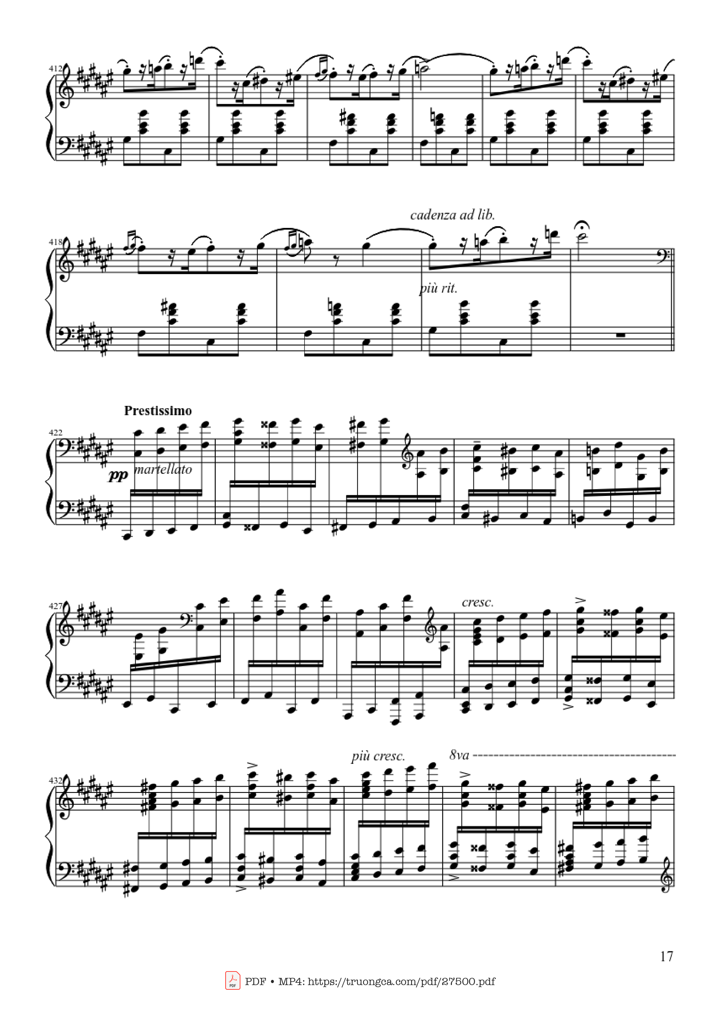 Page 17 of the piano sheet music PDF Piano – Hungarian Rhapsody No. 2 by Franz Liszt