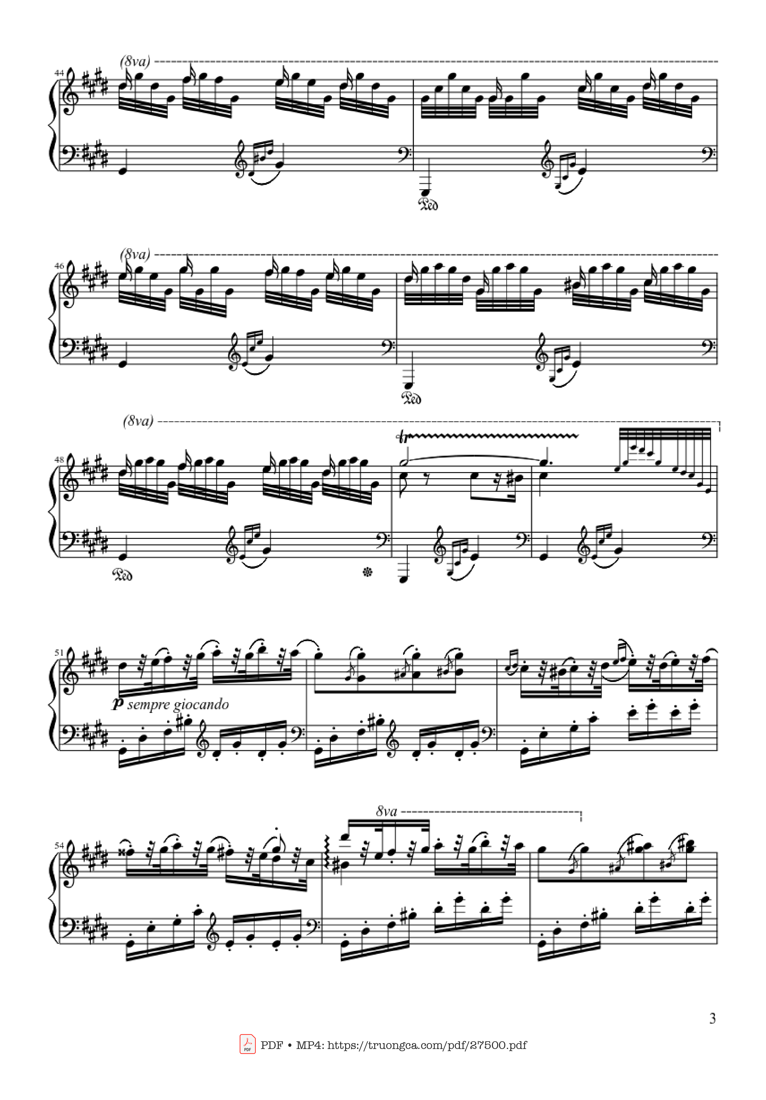 Page 3 of the piano sheet music PDF Piano – Hungarian Rhapsody No. 2 by Franz Liszt