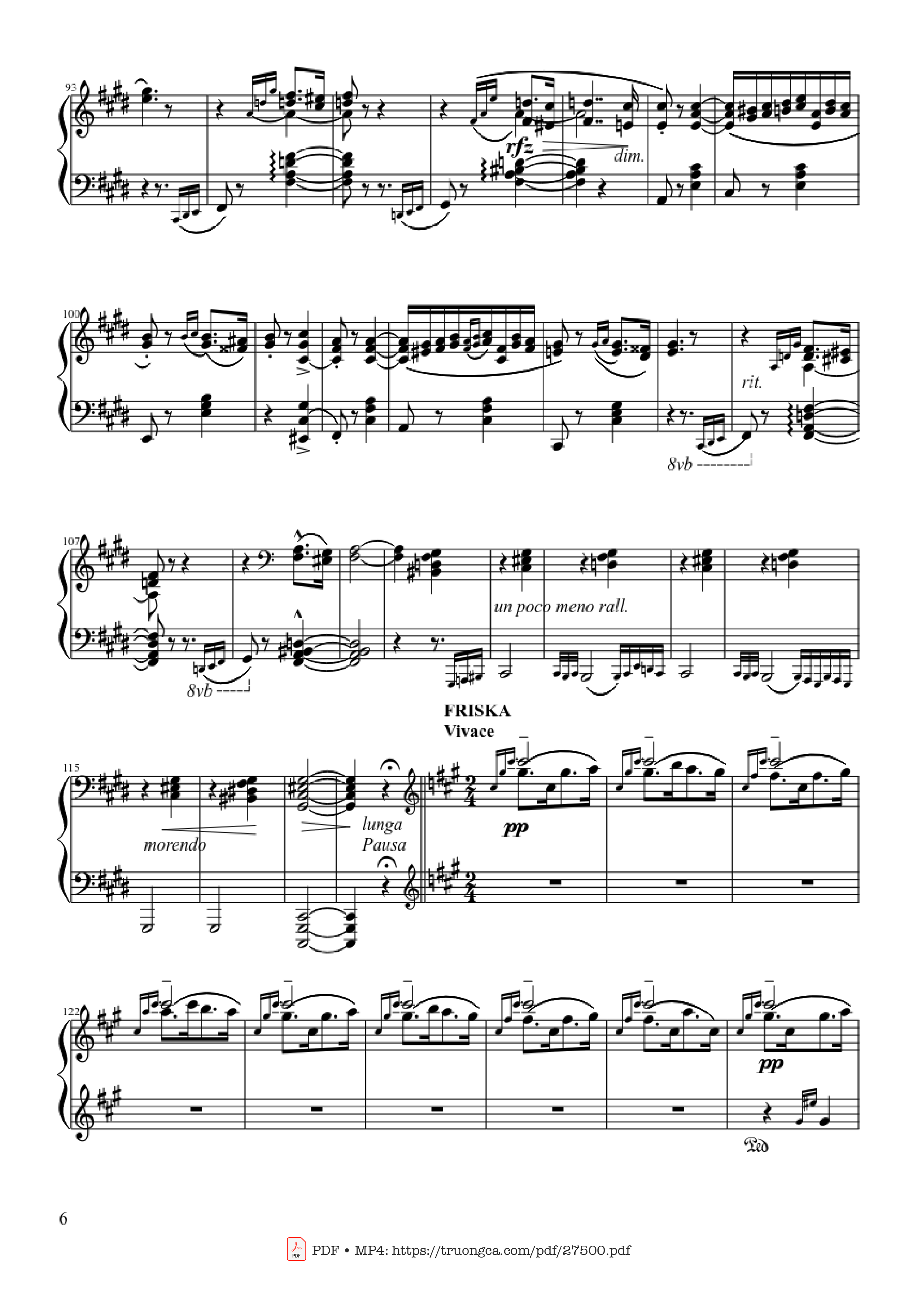 Page 6 of the piano sheet music PDF Piano – Hungarian Rhapsody No. 2 by Franz Liszt
