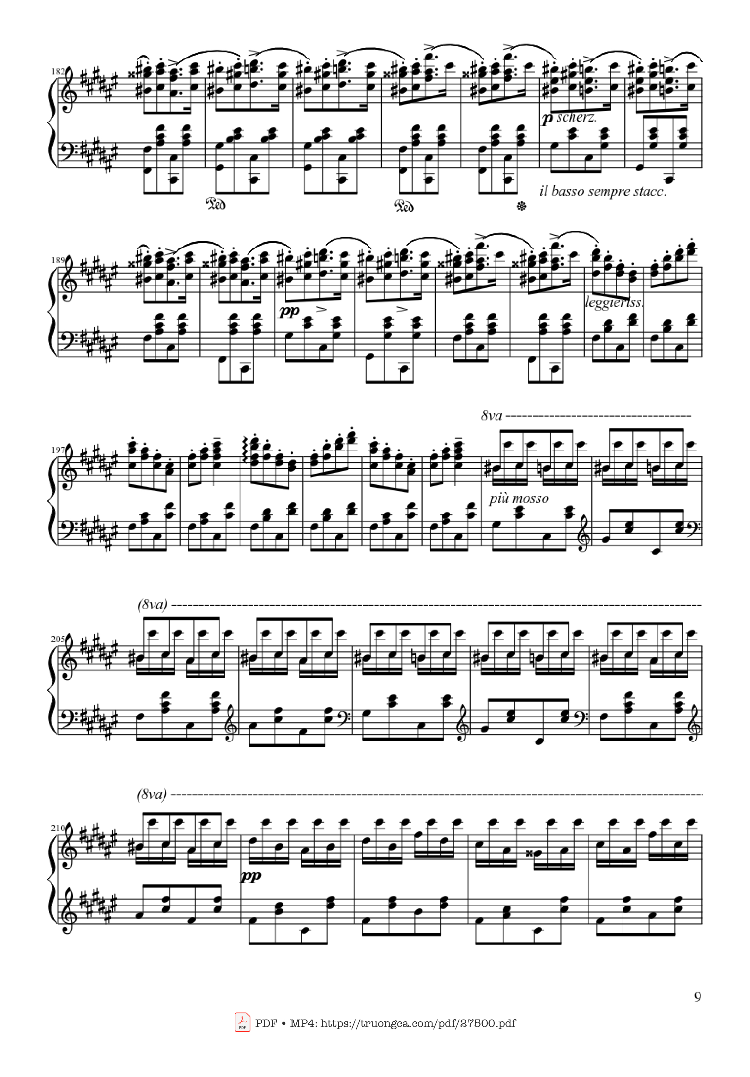 Page 9 of the piano sheet music PDF Piano – Hungarian Rhapsody No. 2 by Franz Liszt