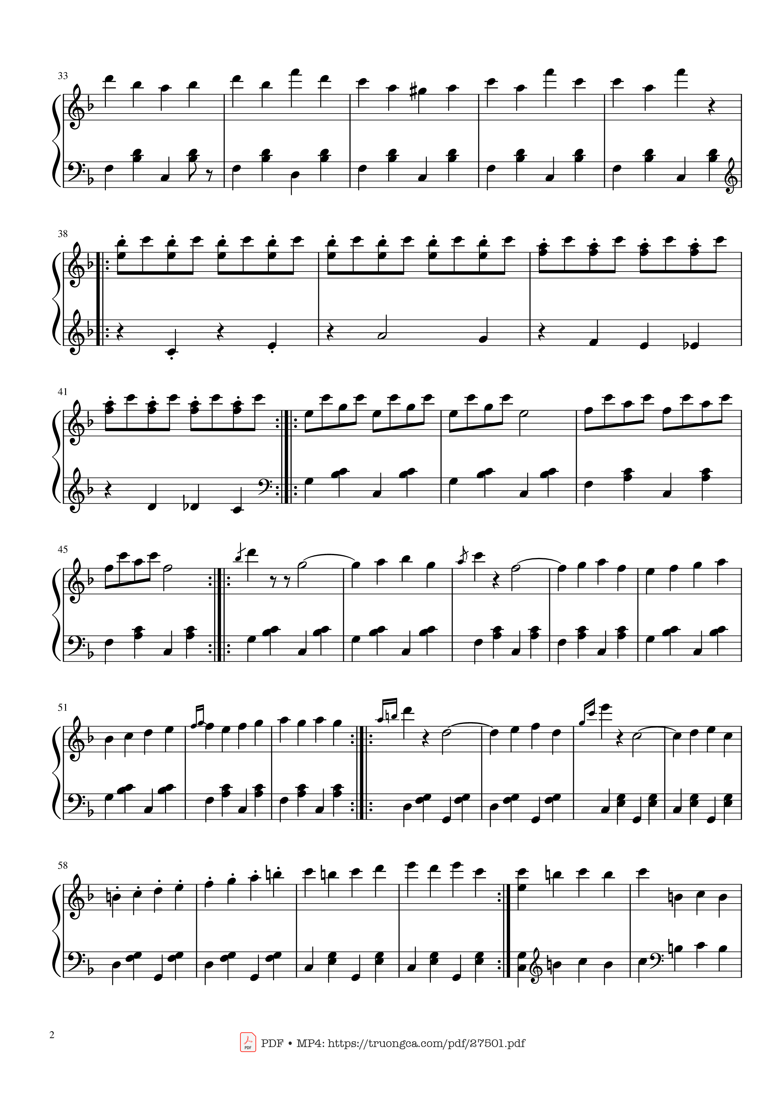Page 2 of the piano sheet music PDF Piano – Hungarian Rhapsody No. 2 (easy) by Franz Liszt