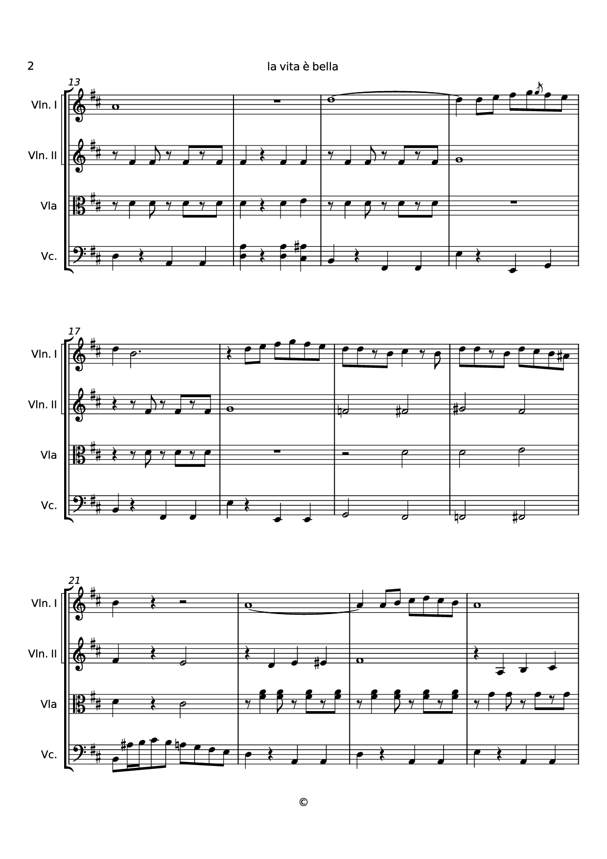 Page 2 of the piano sheet music PDF – la vita è bella Violin by Undefined